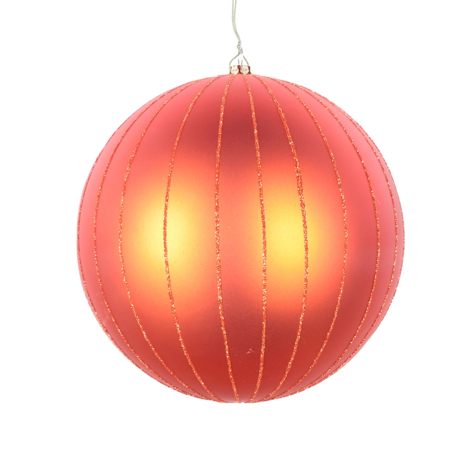 6” Brn Orange Matte Glitter Ball 2/bag