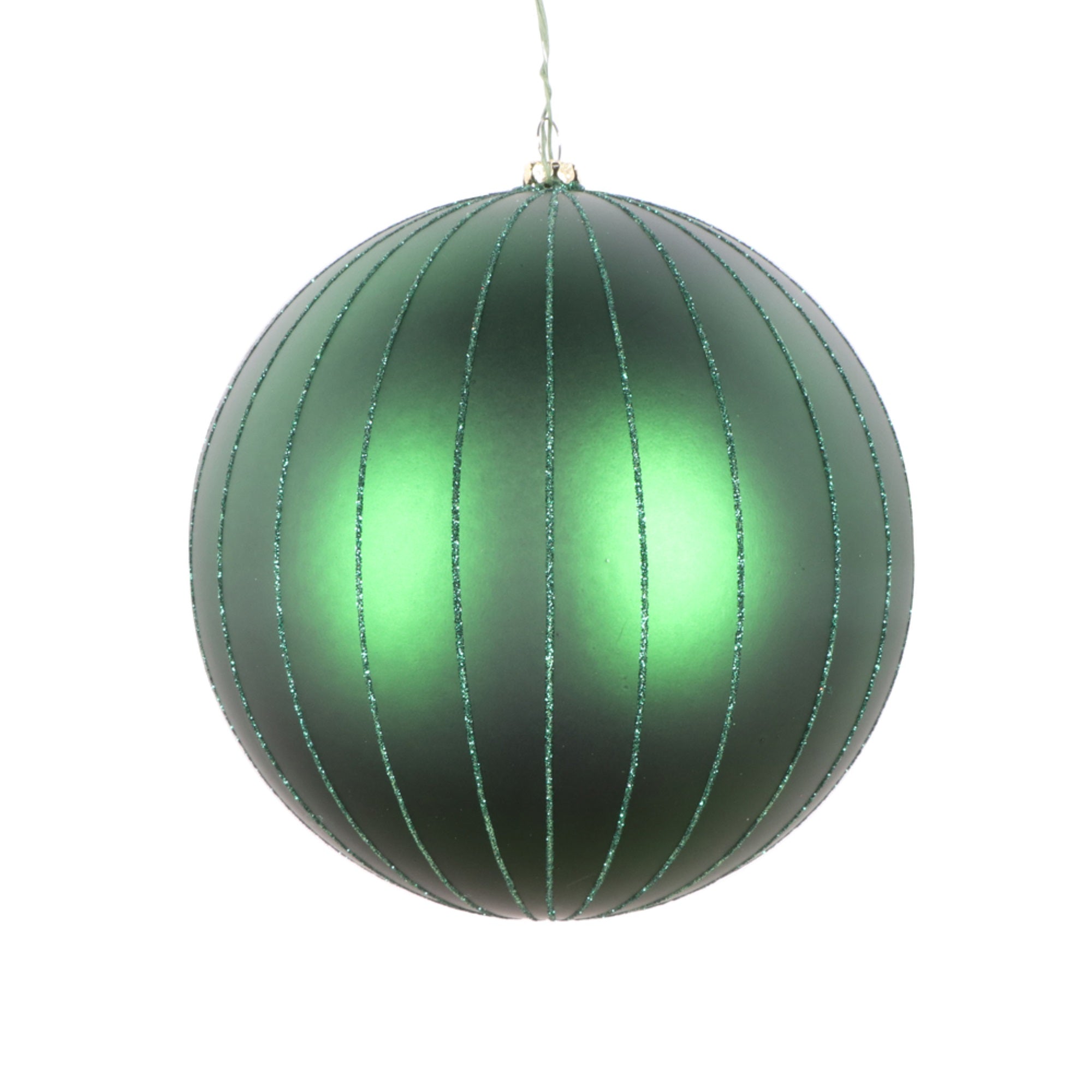 6” Emerald Matte Glitter Ball Orn 2/bag