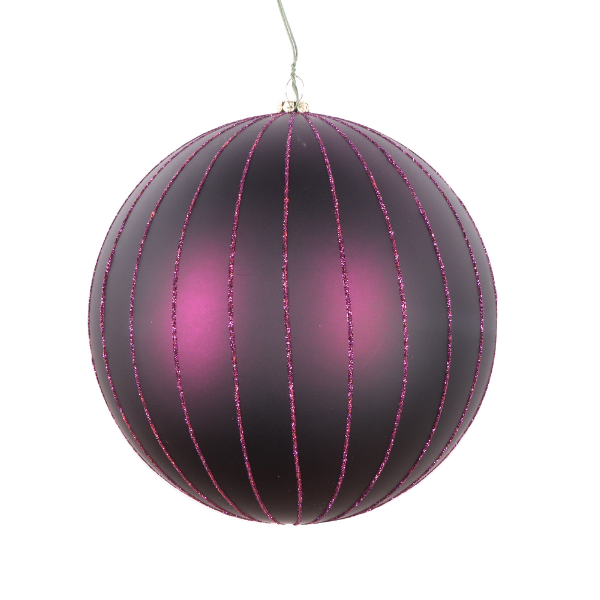 6” Plum Matte Glitter Ball Orn 2/bag