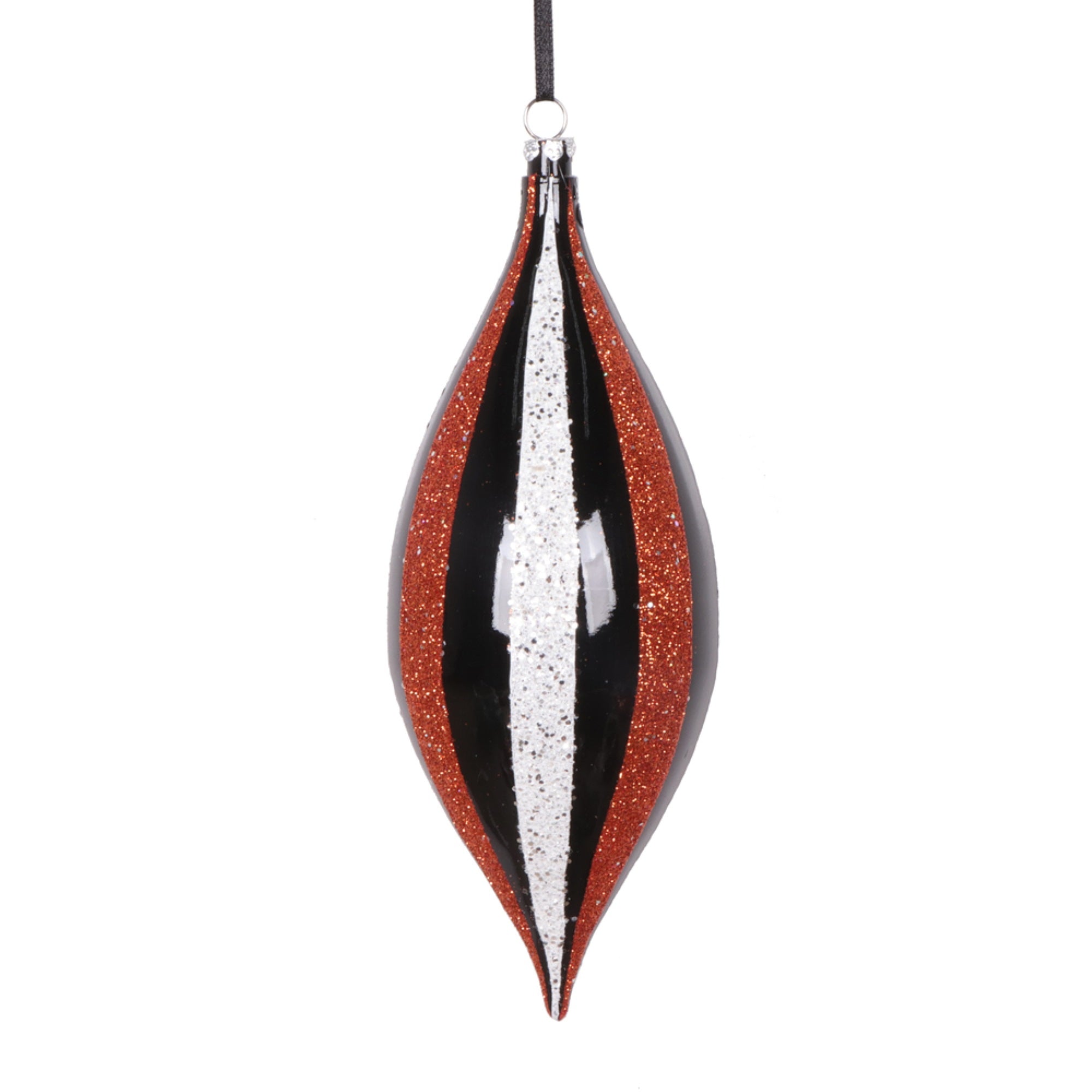 Vickerman 7” Black White Orange Shuttle Ornament 4 per bag.