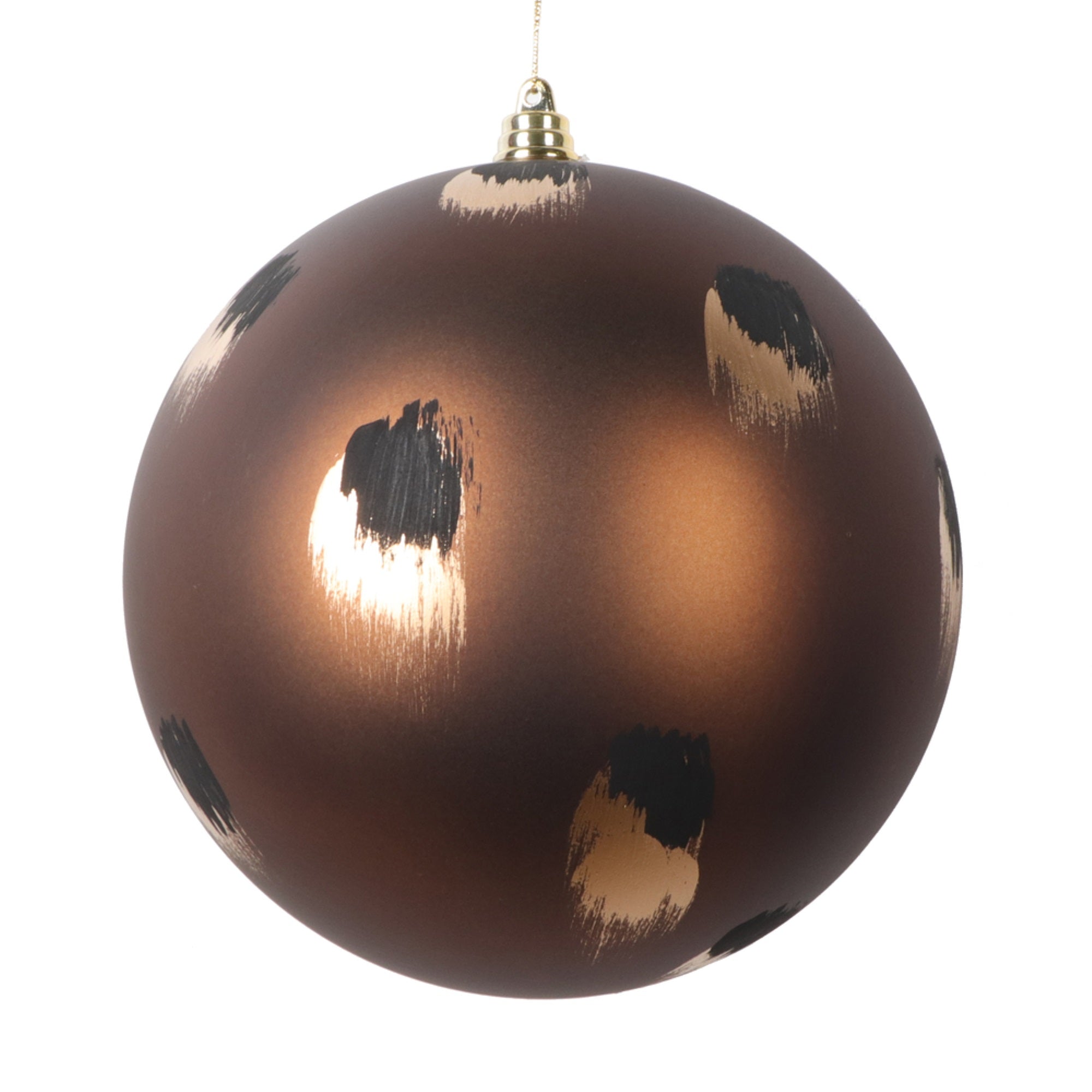 Vickerman 6” Matte Mocha Ball Ornament with Gold and Black Brush Strokes 2 per bag.