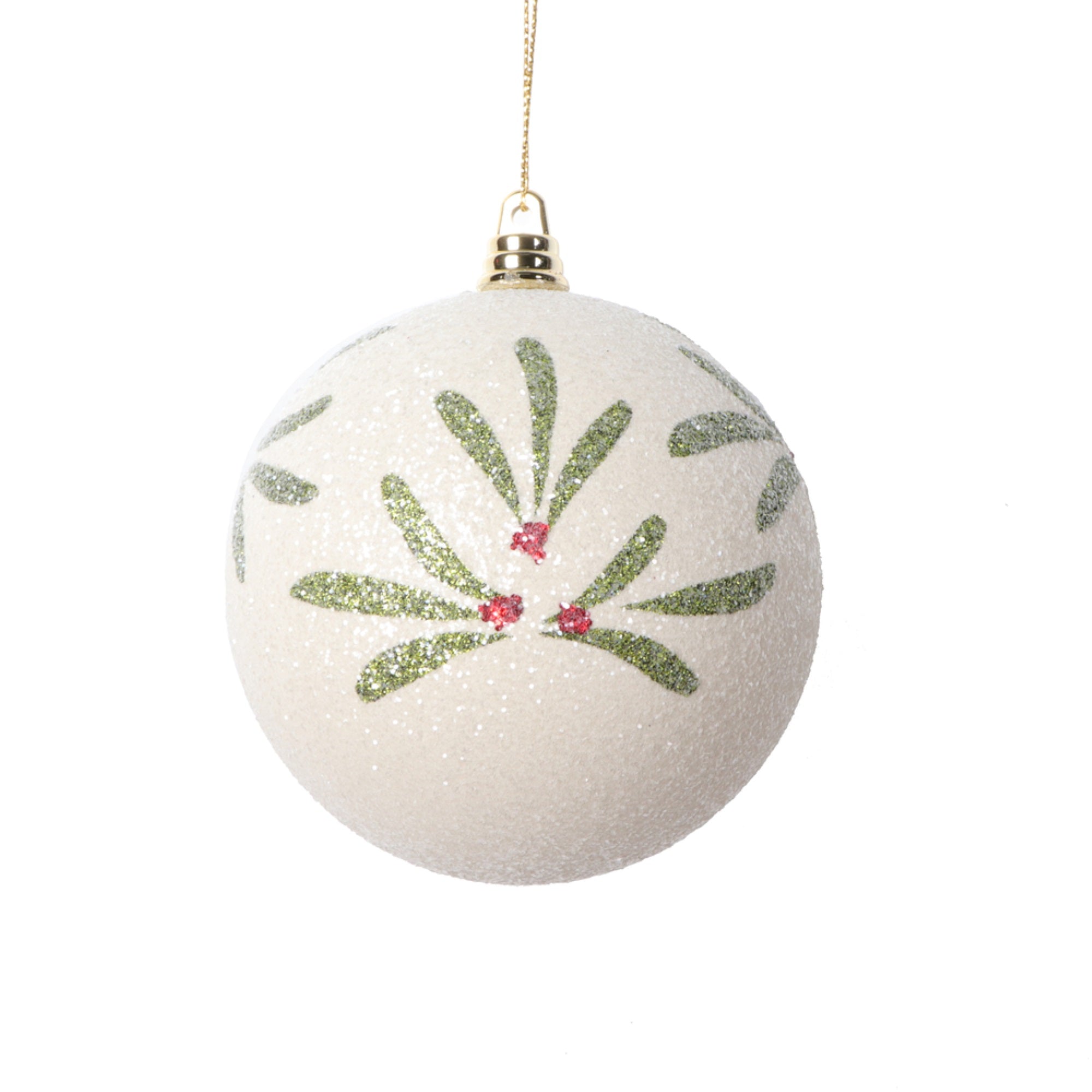 Vickerman 4” Holly Berry White Ball Ornament 3 per bag.