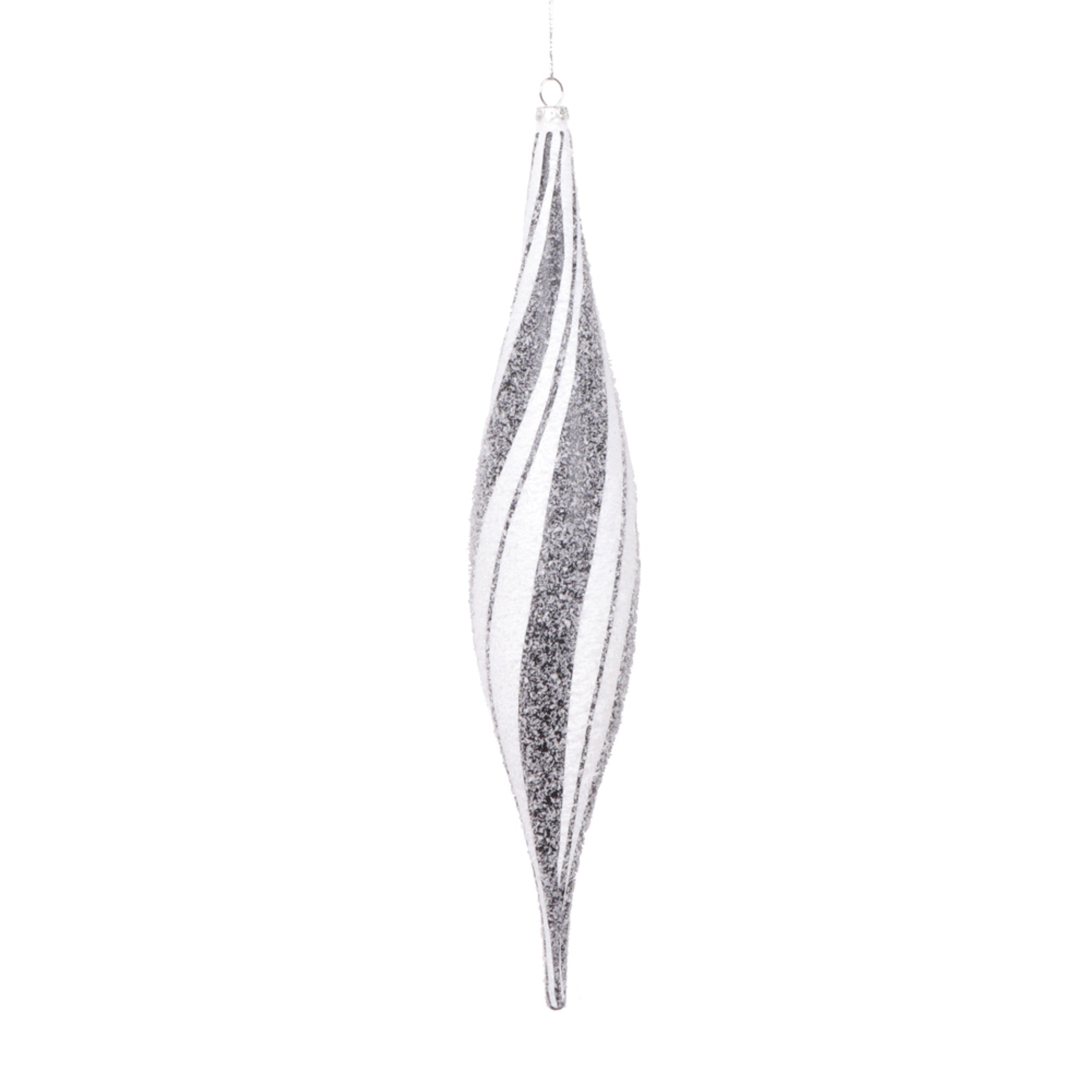 Vickerman 13” White Black Swirl Shuttle Ornament 2 per bag.