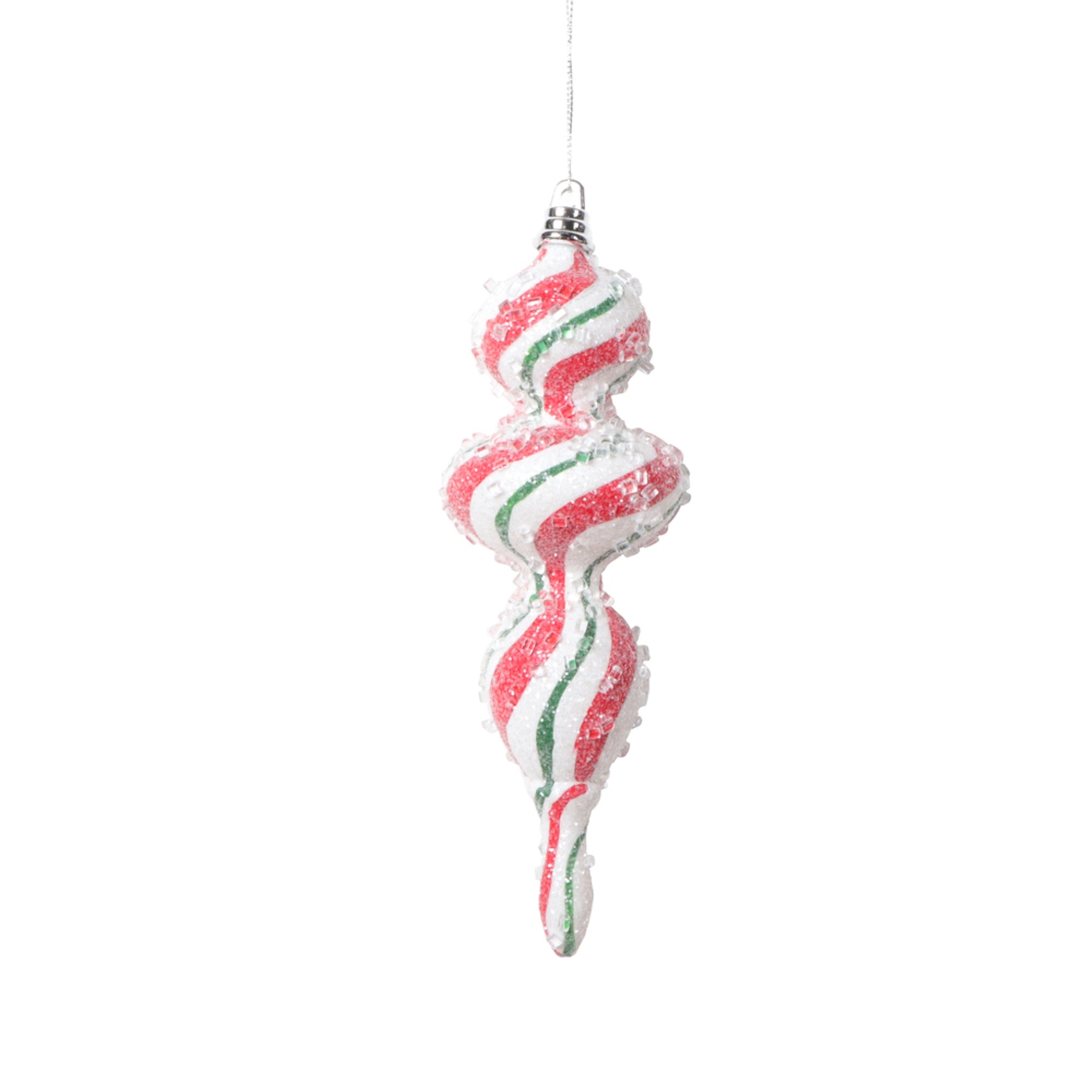 Vickerman 7” White Red Green Swirl Shuttle Ornament 3 per bag.