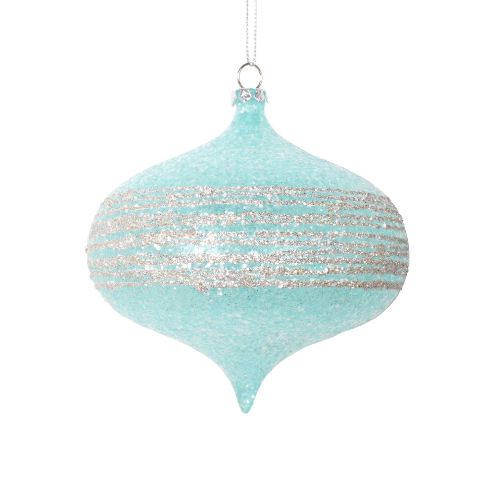 Vickerman 4” Light Blue Onion Ornament 4 per bag.