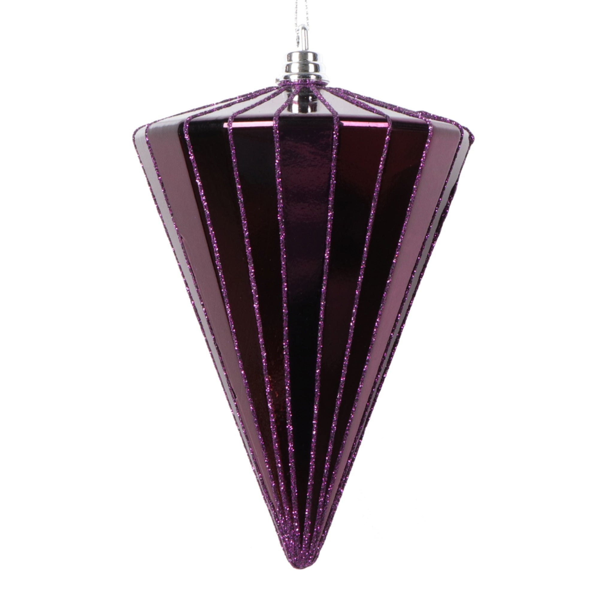 Vickerman 6” Shiny Plum Cone Ornament 3 per bag.
