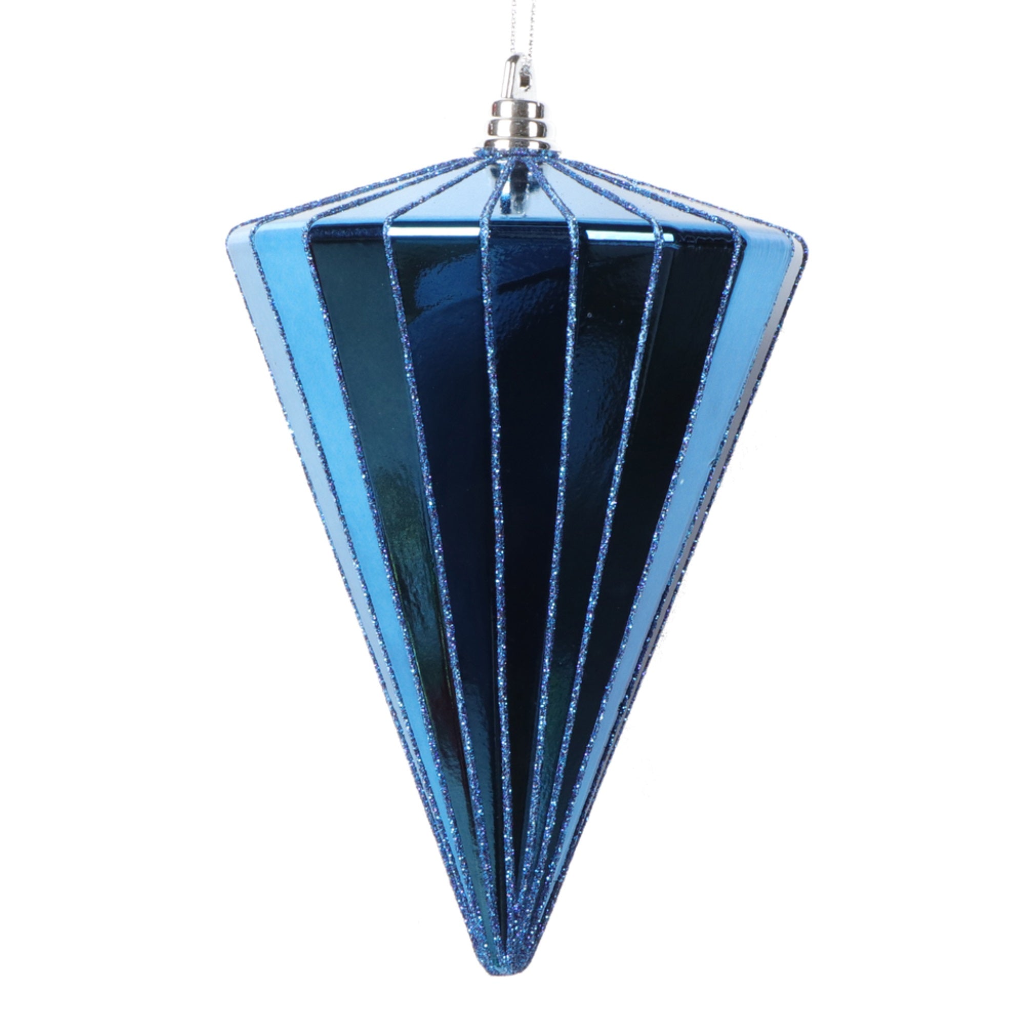 Vickerman 6” Shiny Midnight Blue Cone Ornament 3 per bag.