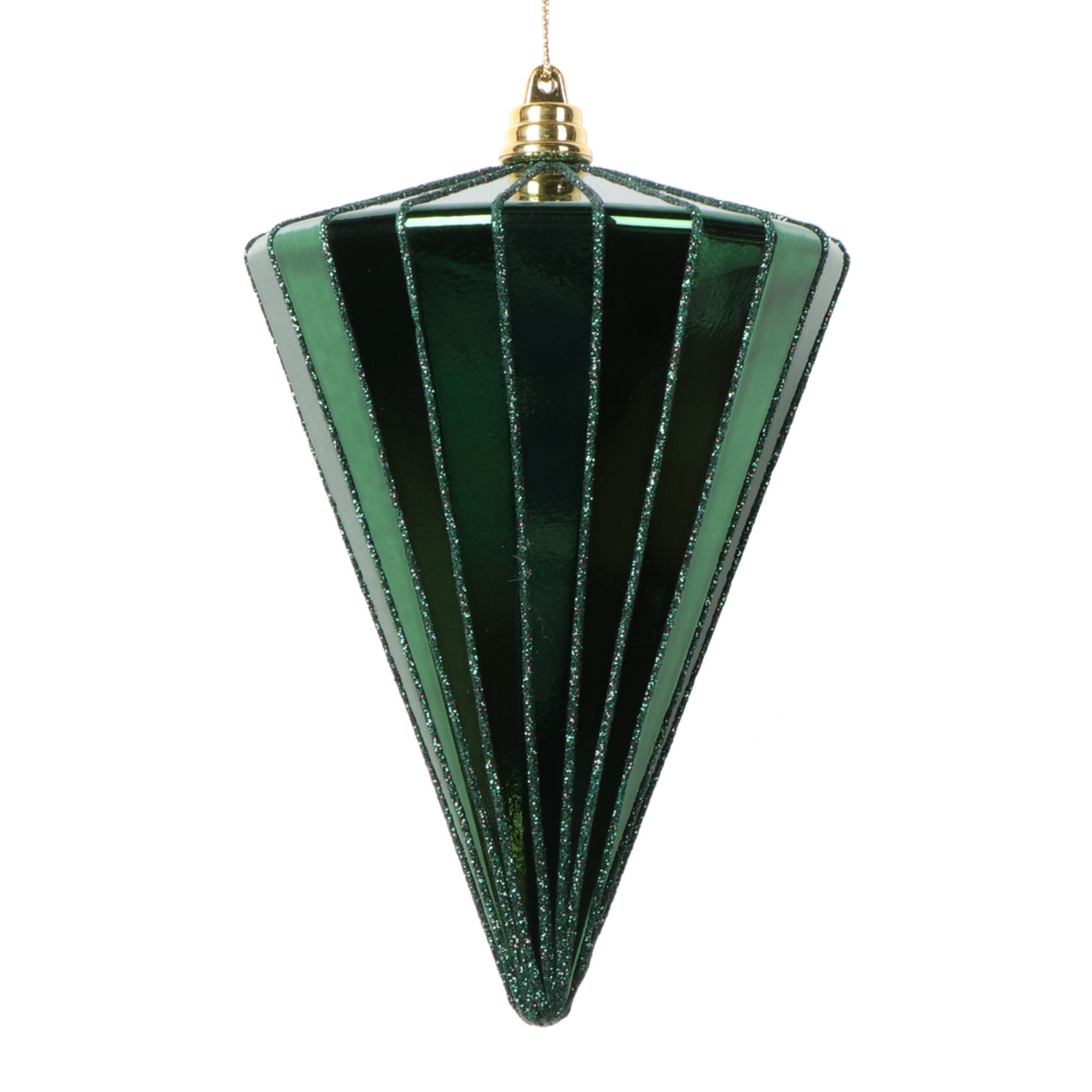 Vickerman 6” Shiny Seafoam Green Cone Ornament 3 per bag.