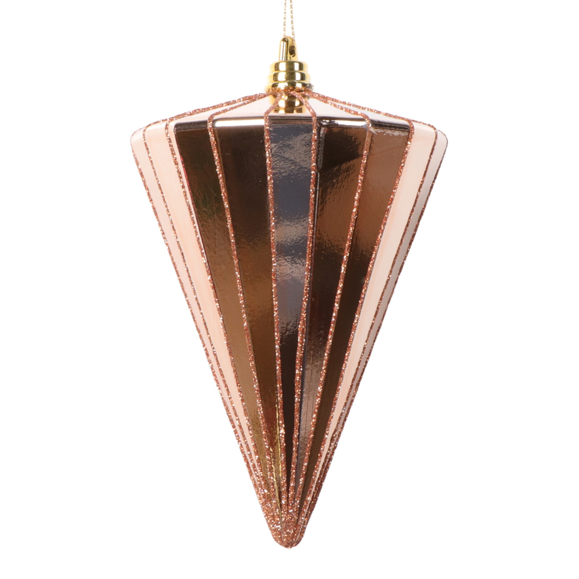 Vickerman 6” Shiny Rose Gold Cone Ornament 3 per bag.