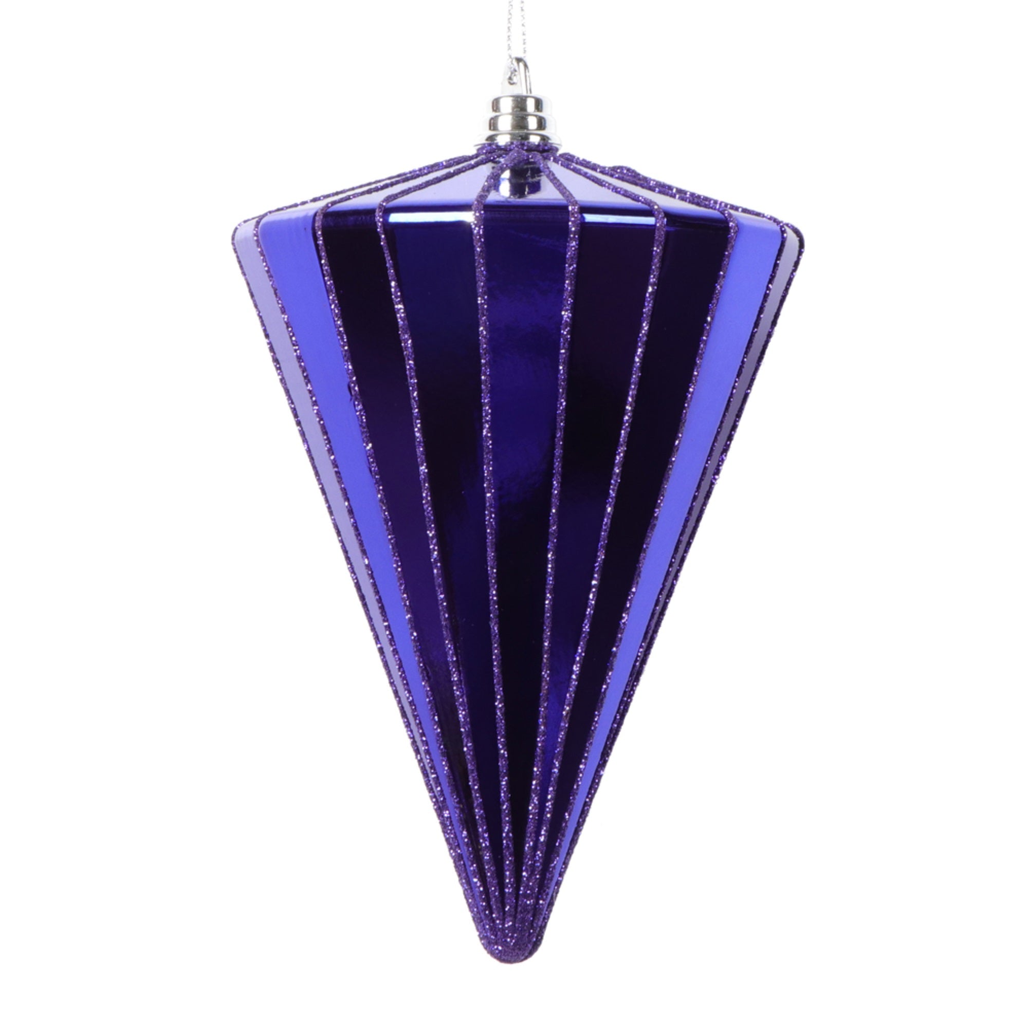Vickerman 6” Shiny Purple Cone Ornament 3 per bag.