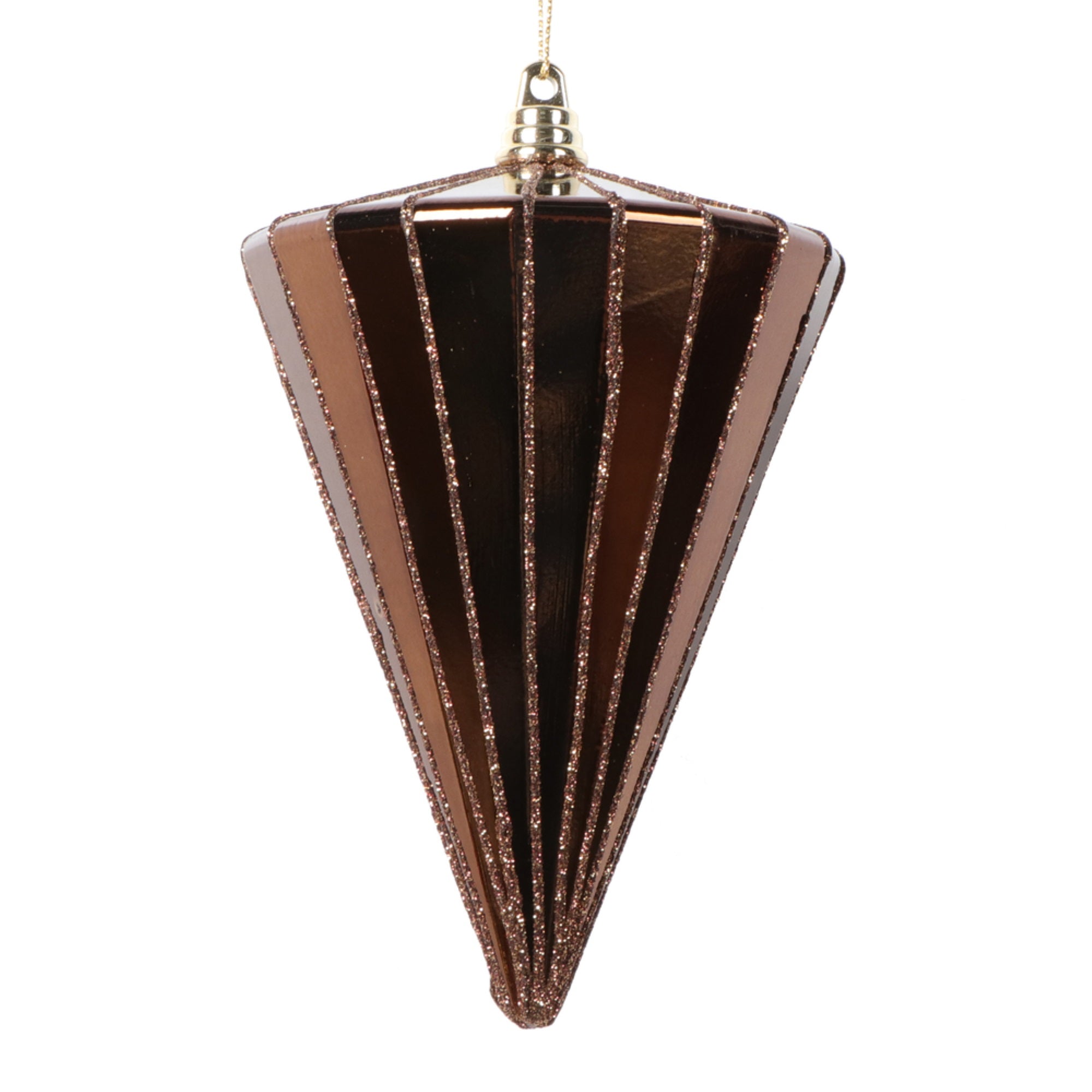 Vickerman 6” Shiny Mocha Cone Ornament 3 per bag.