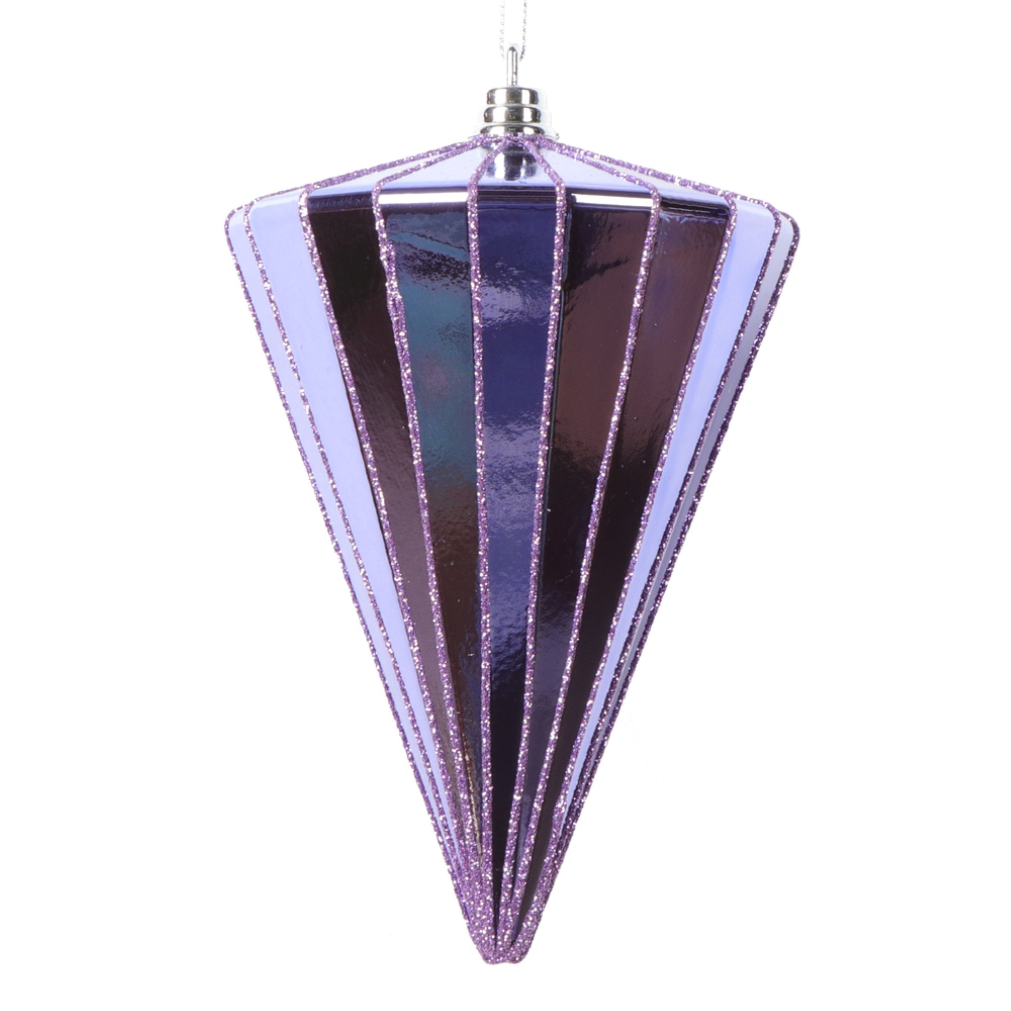 Vickerman 6” Shiny Lavender Cone Ornament 3 per bag.