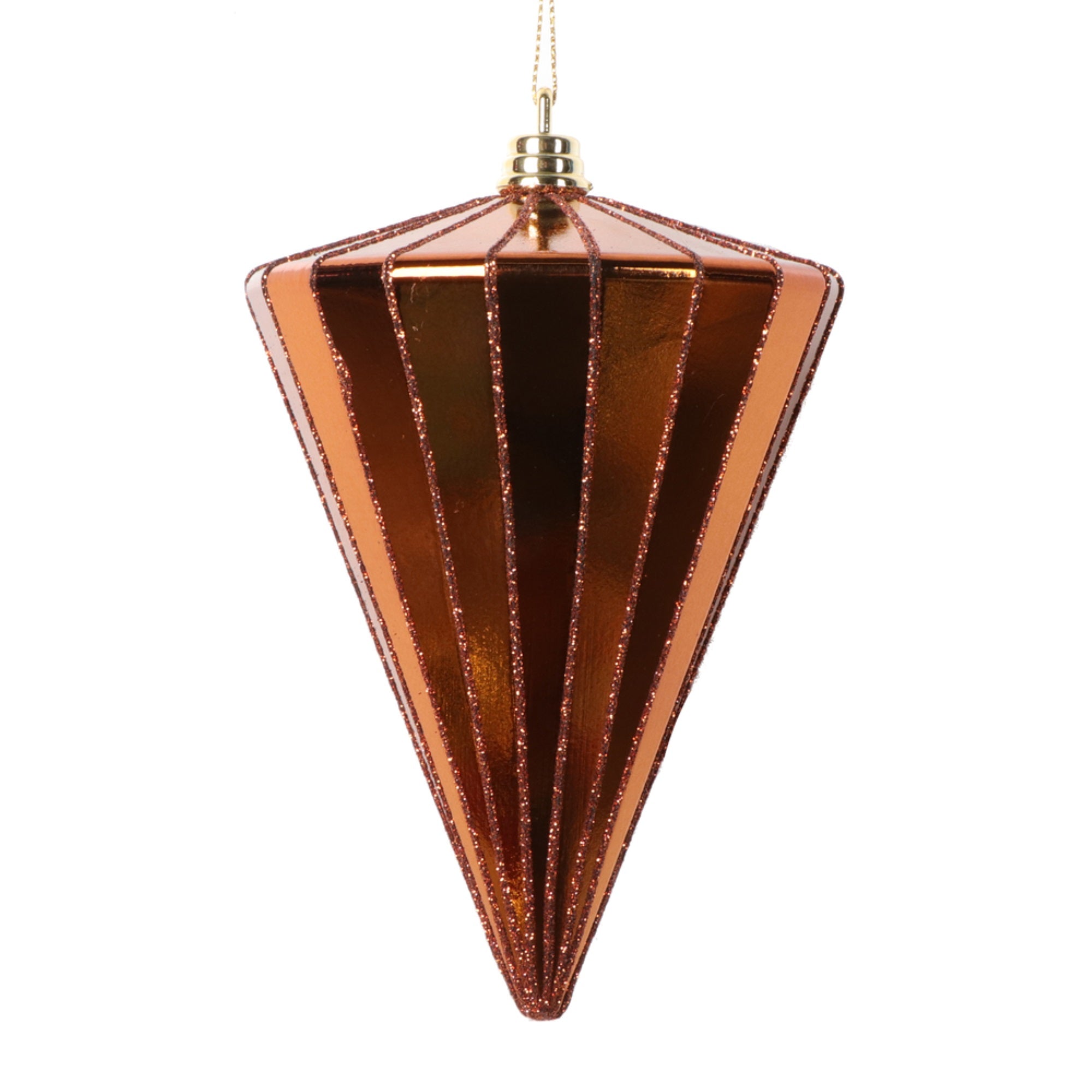 Vickerman 6” Shiny Copper Cone Ornament 3 per bag.