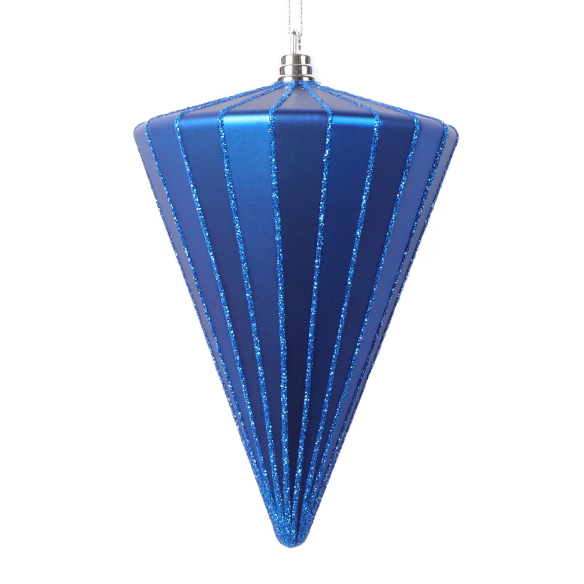 Vickerman 6” Matte Blue Cone Ornament 3 per bag.