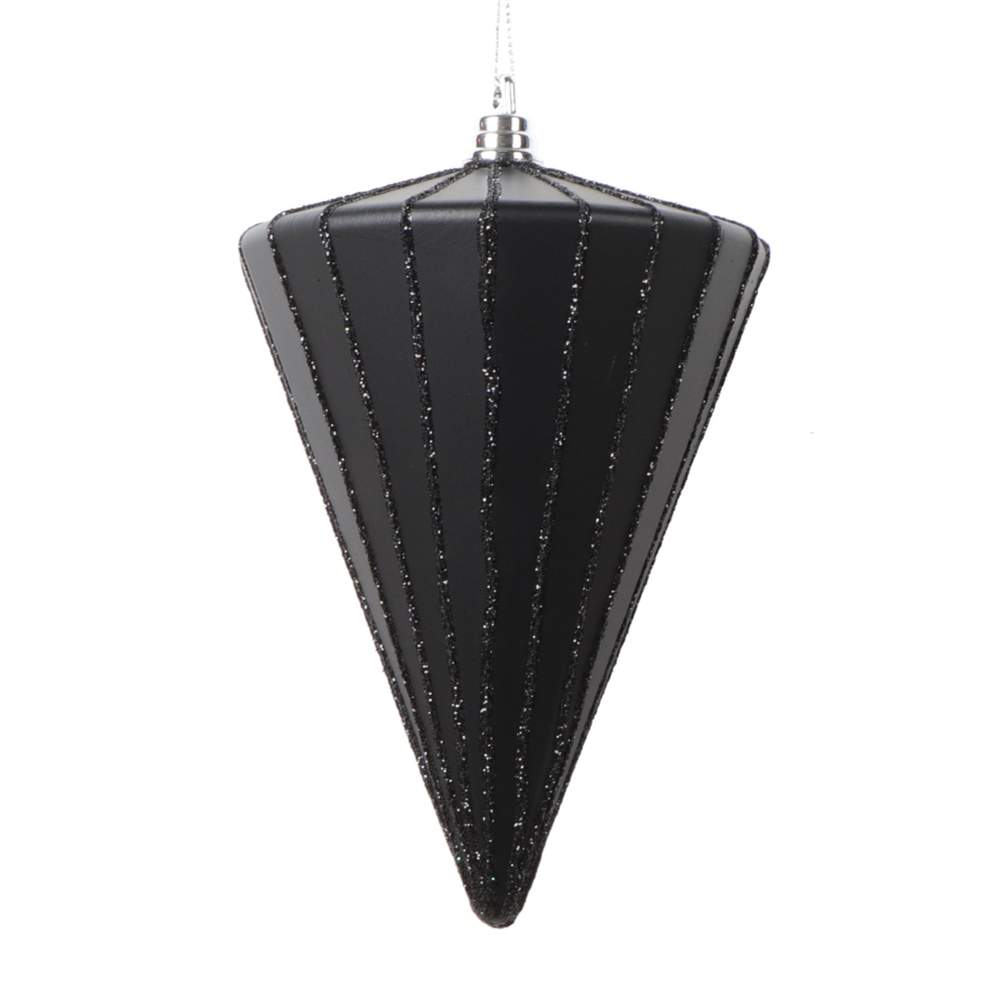 Vickerman 6” Matte Black Cone Ornament 3 per bag.