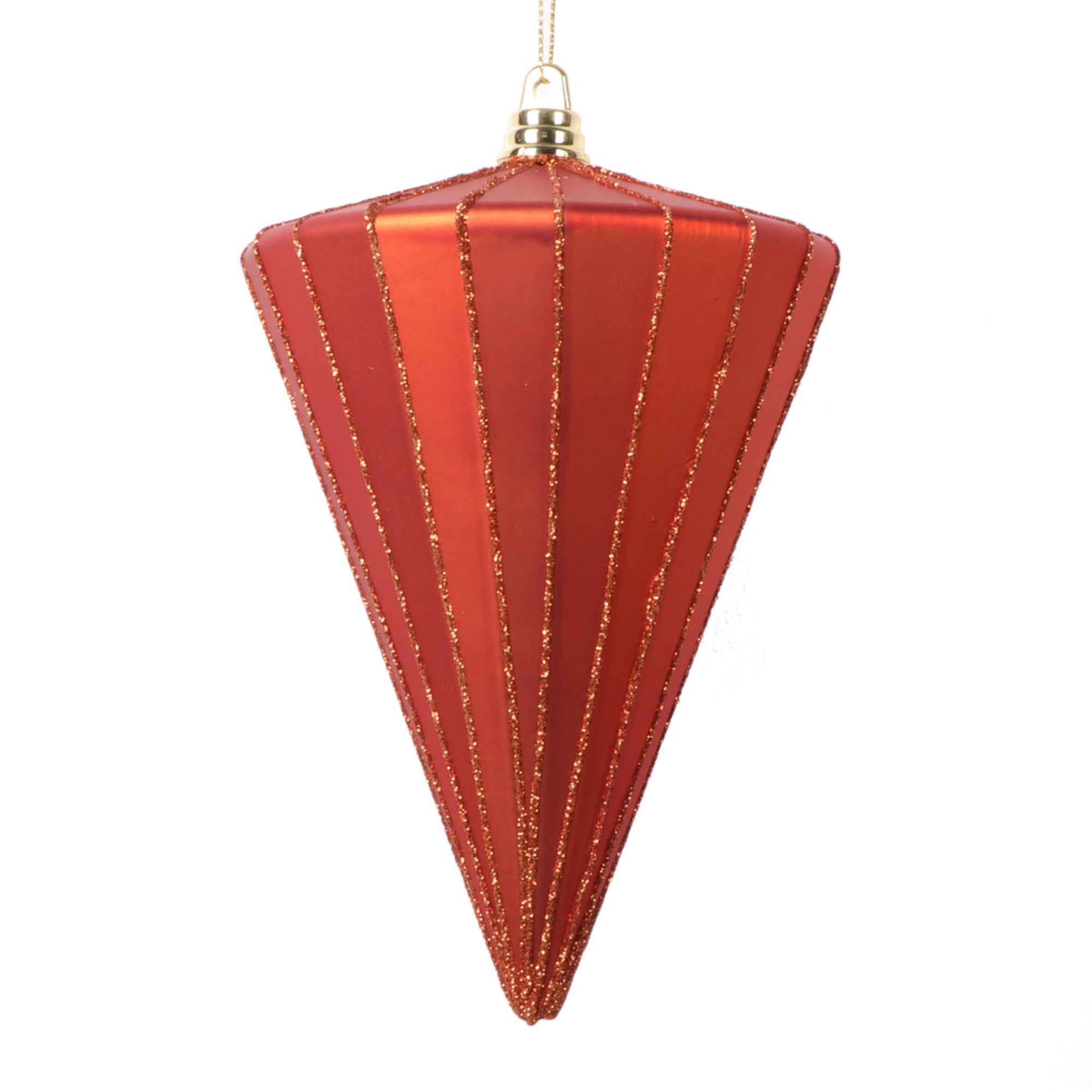 Vickerman 6” Matte Burnish Orange Cone Ornament 3 per bag.