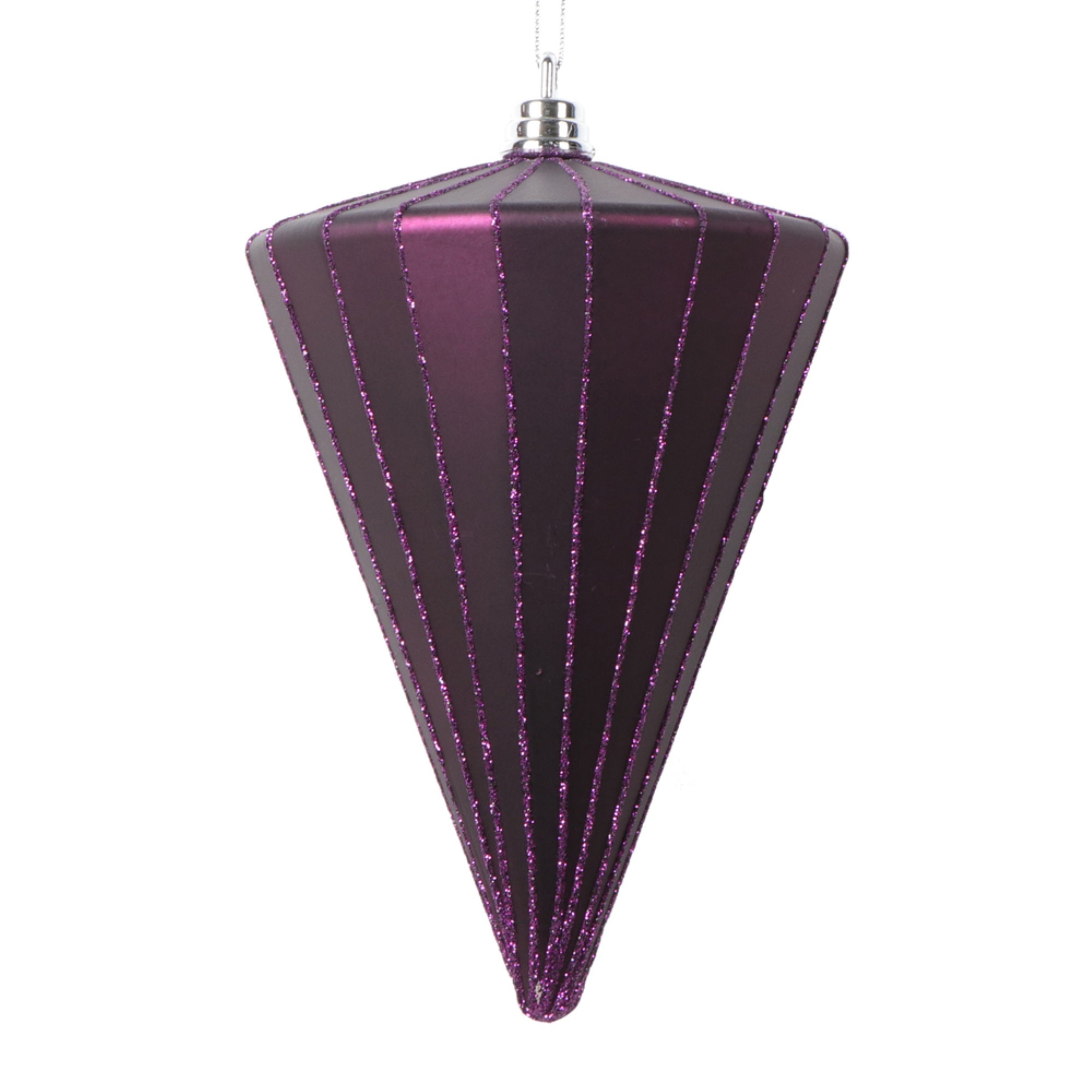 Vickerman 6” Matte Plum Cone Ornament 3 per bag.