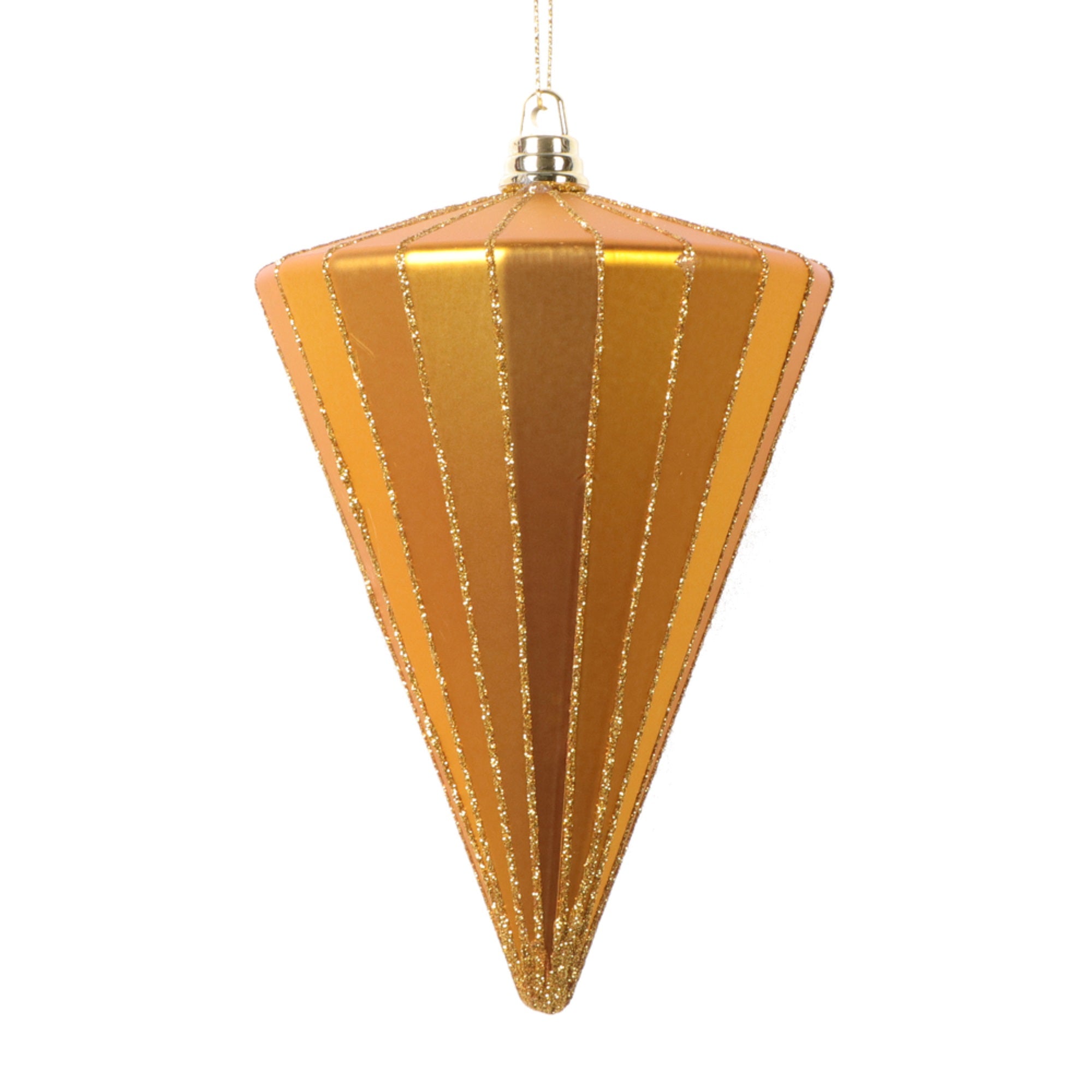 Vickerman 6” Matte Antique Gold Cone Ornament 3 per bag.