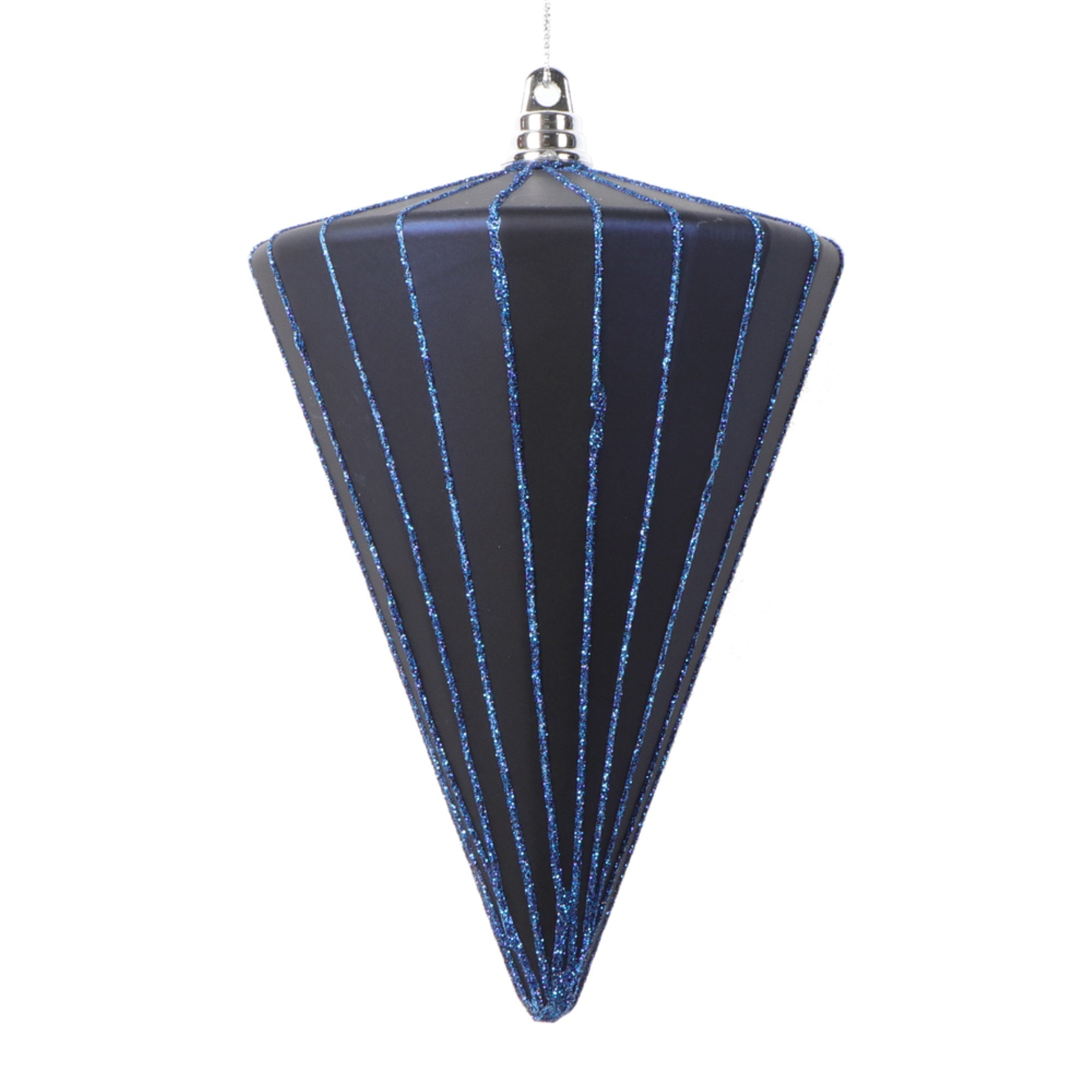 Vickerman 6” Matte Midnight Blue Cone Ornament 3 per bag.