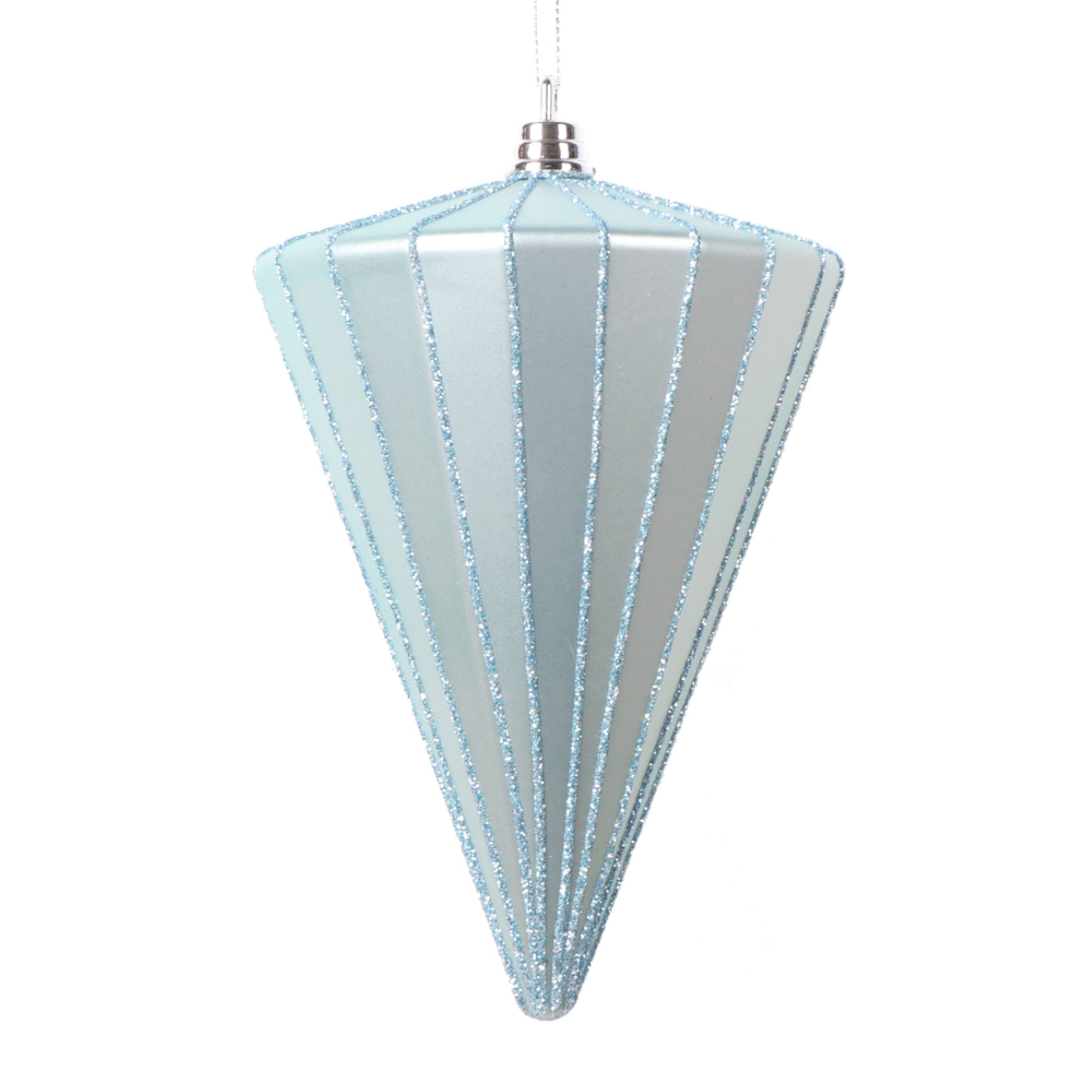 Vickerman 6” Matte Baby Blue Cone Ornament 3 per bag.