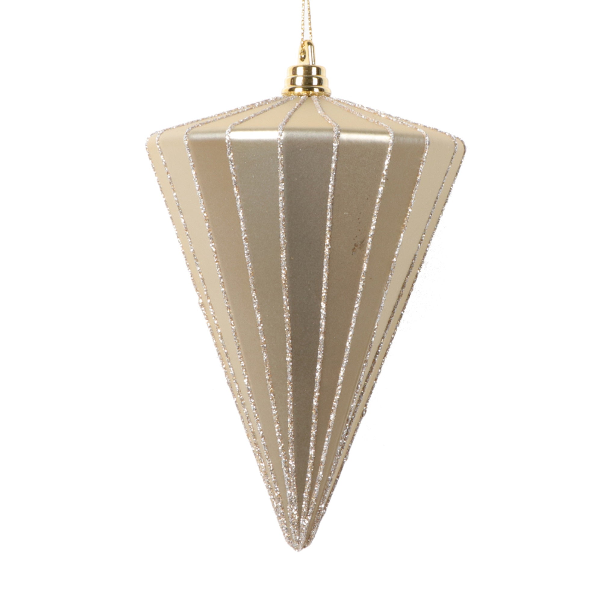 Vickerman 6” Matte Champagne Cone Ornament 3 per bag.