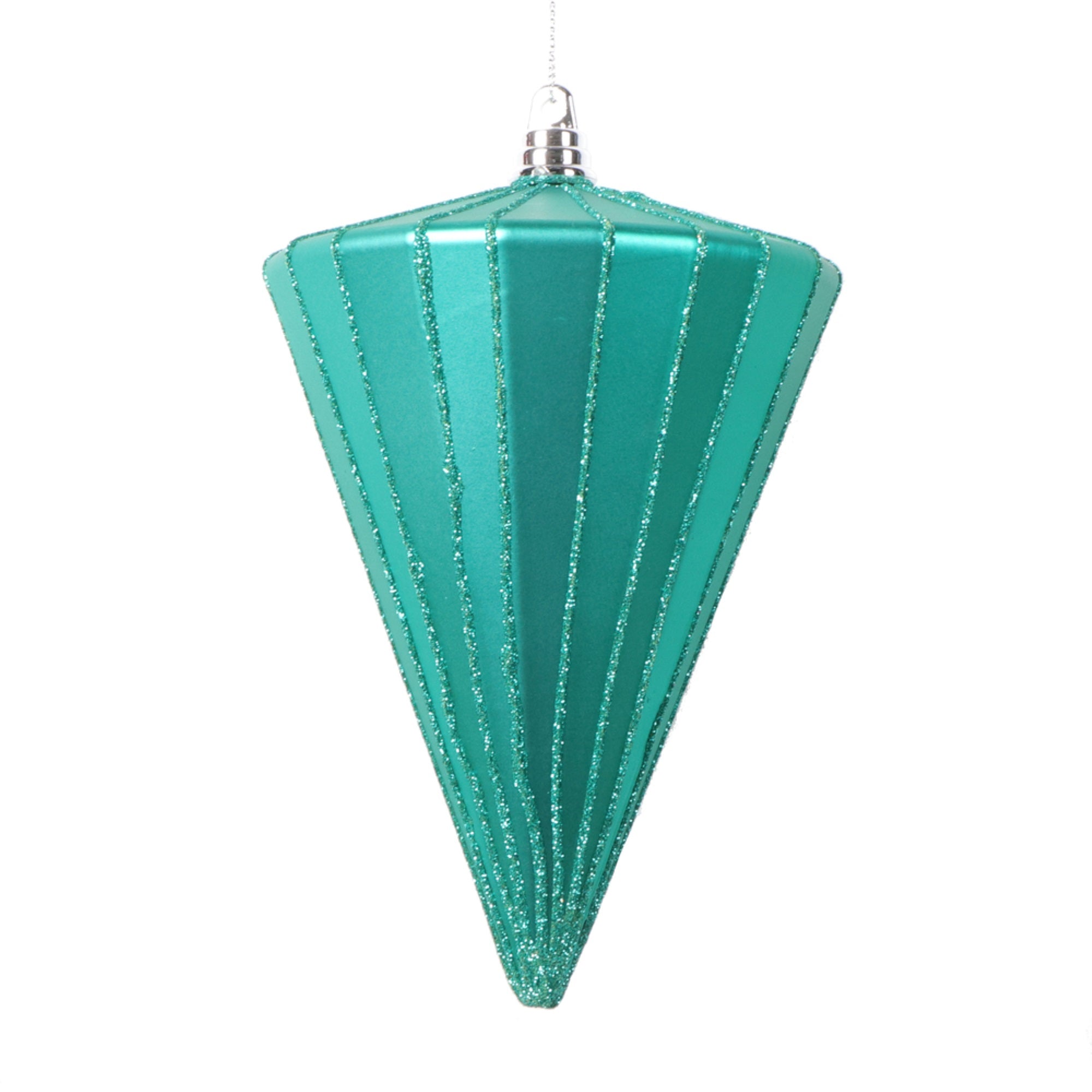 Vickerman 6” Matte Teal Cone Ornament 3 per bag.