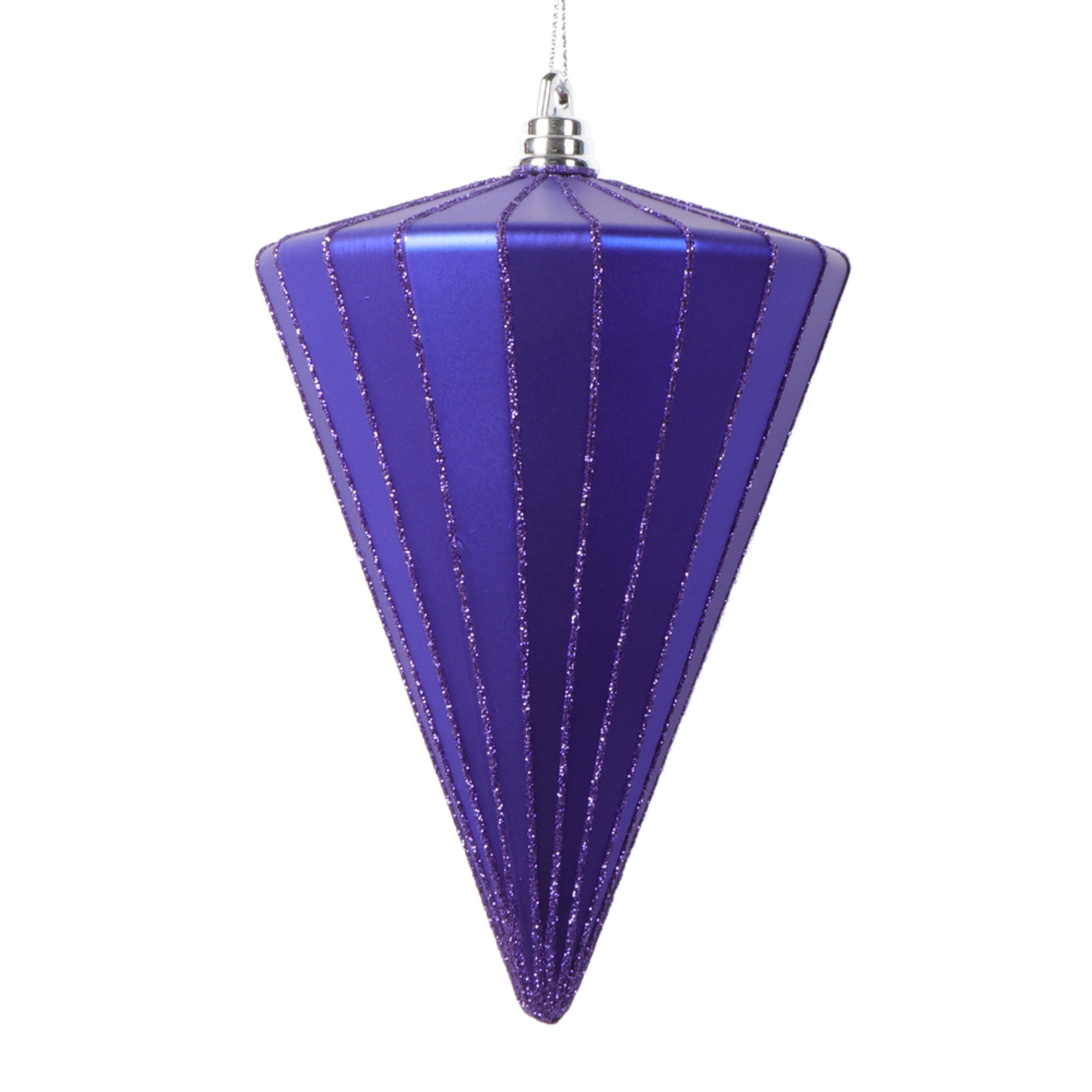 Vickerman 6” Matte Purple Cone Ornament 3 per bag.