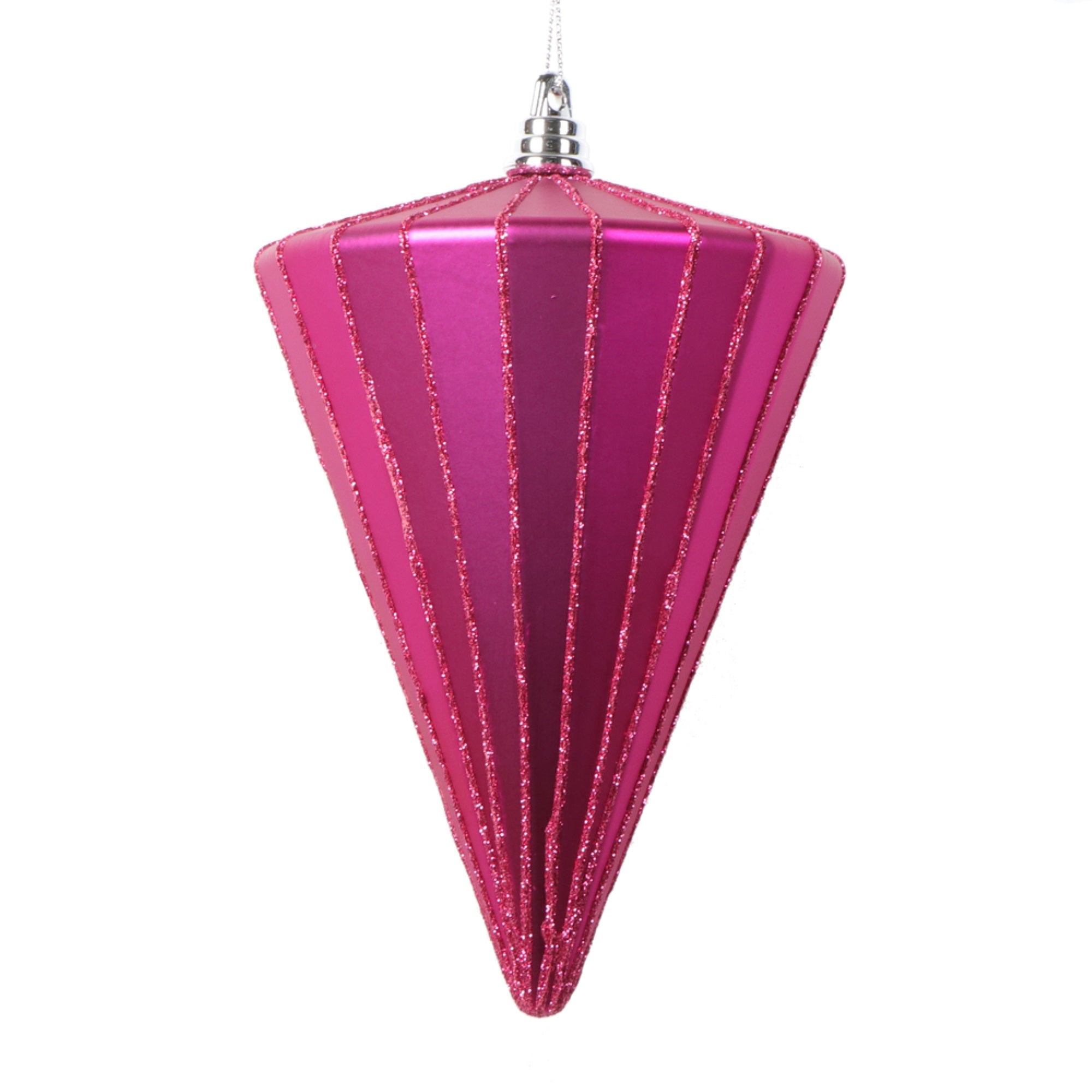 Vickerman 6” Matte Fuchsia Cone Ornament 3 per bag.