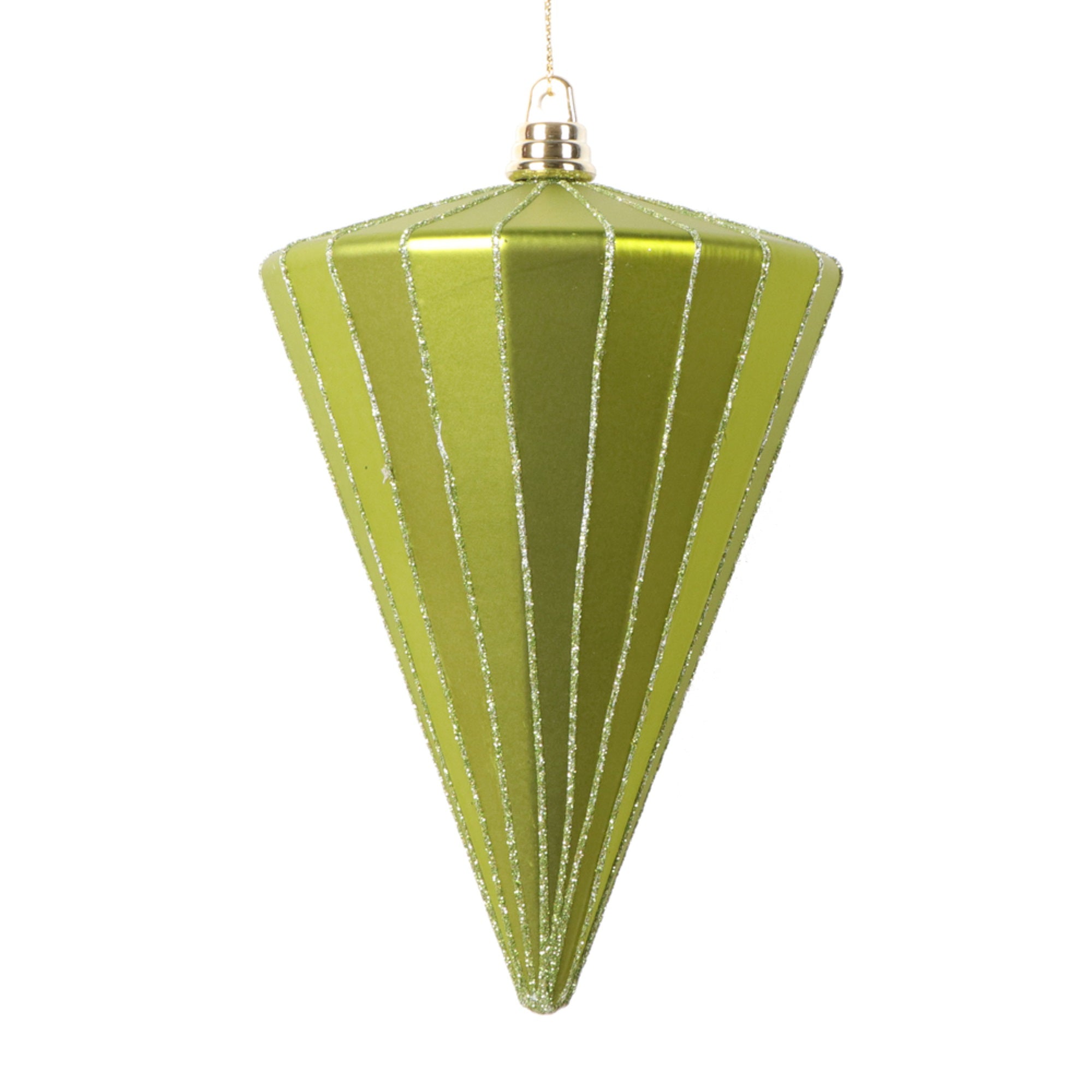 Vickerman 6” Matte Lime Cone Ornament 3 per bag.