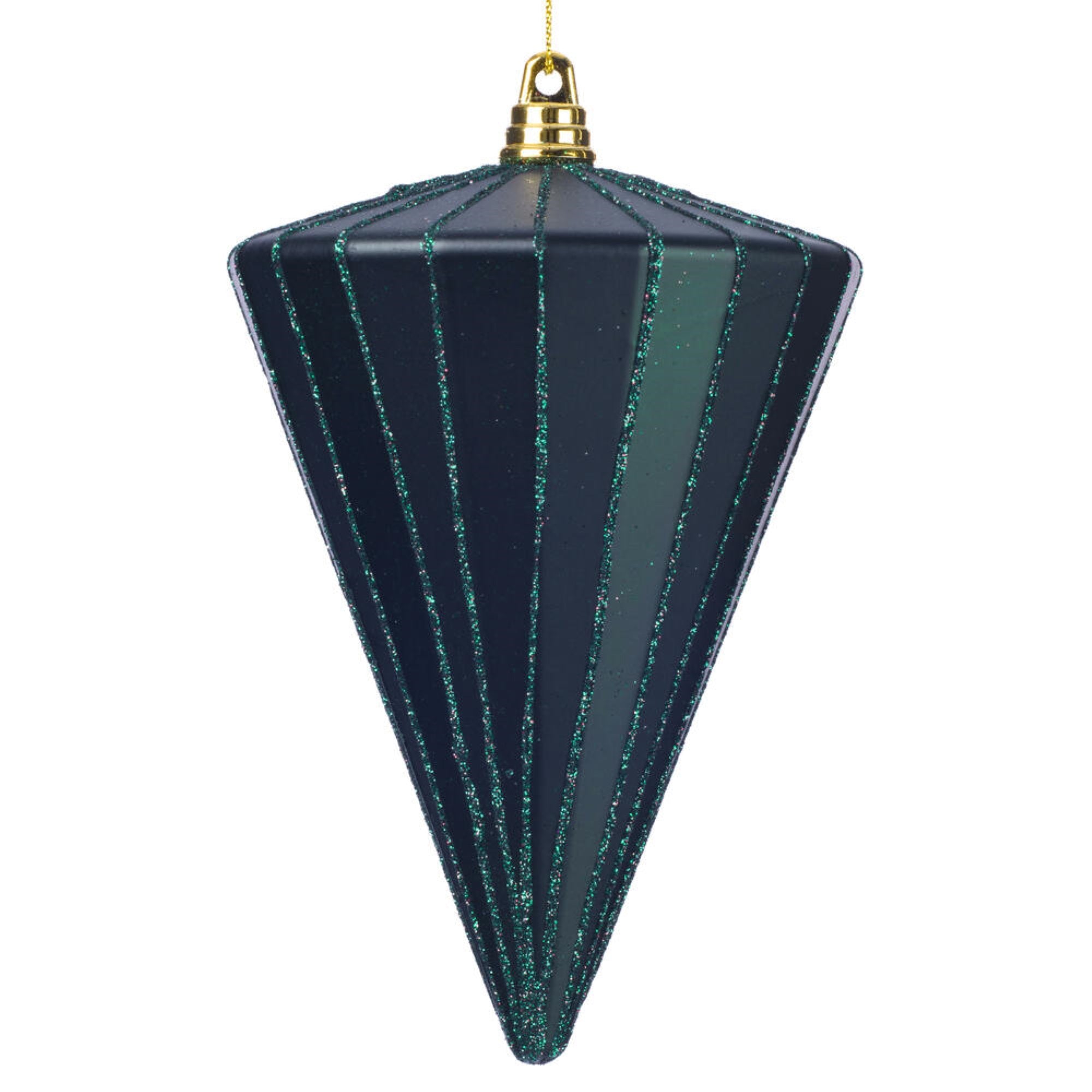 Vickerman 6” Matte Midnight Green Cone Ornament 3 per bag.