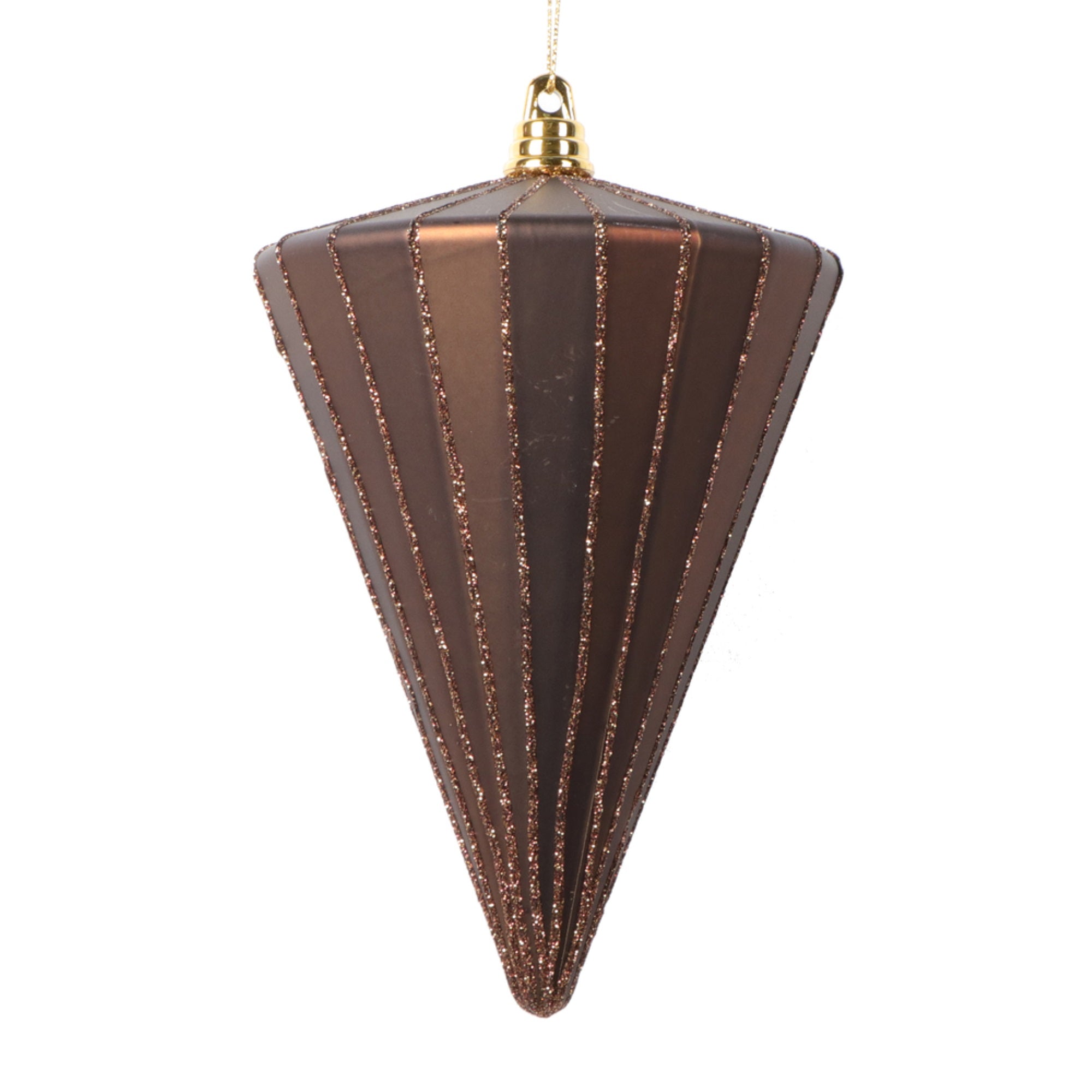 Vickerman 6” Matte Mocha Cone Ornament 3 per bag.