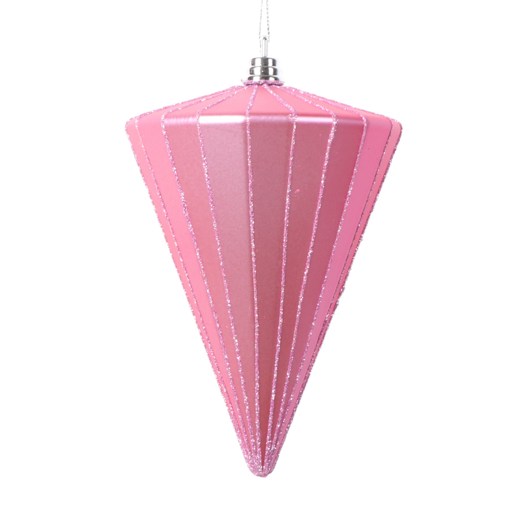 Vickerman 6” Matte Pink Cone Ornament 3 per bag.