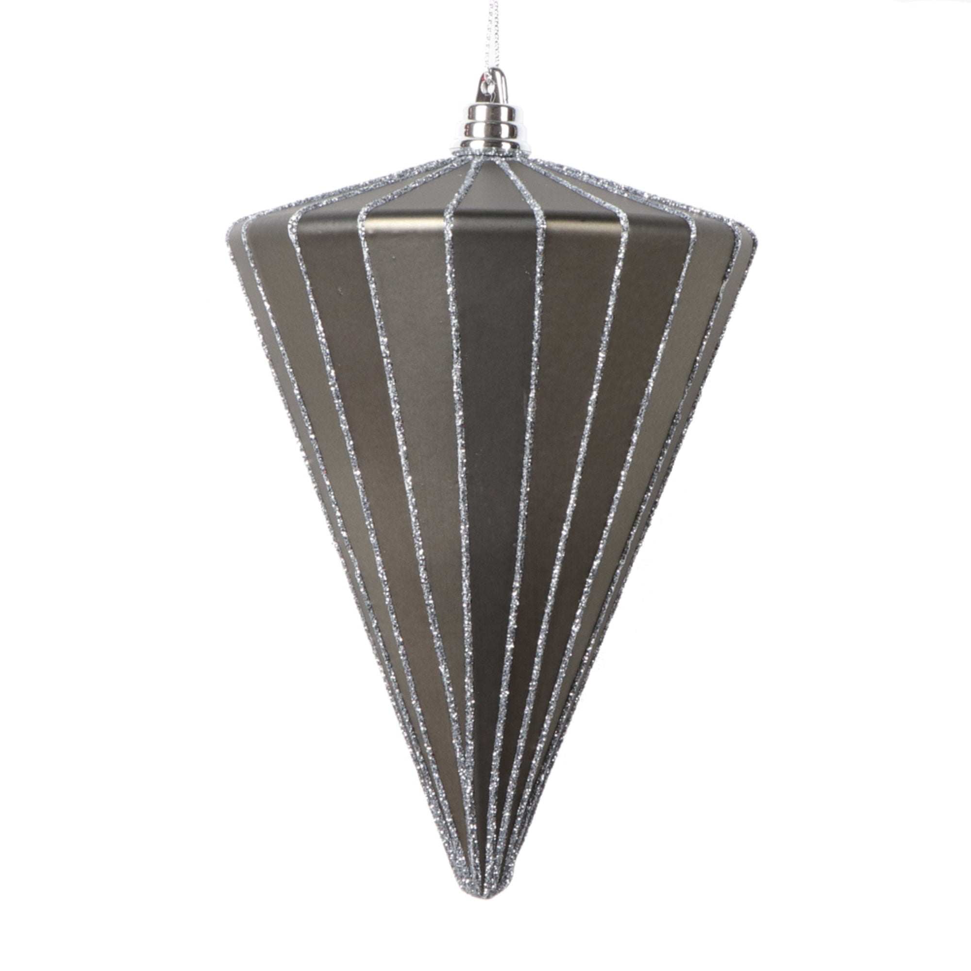 Vickerman 6” Matte Pewter Cone Ornament 3 per bag.