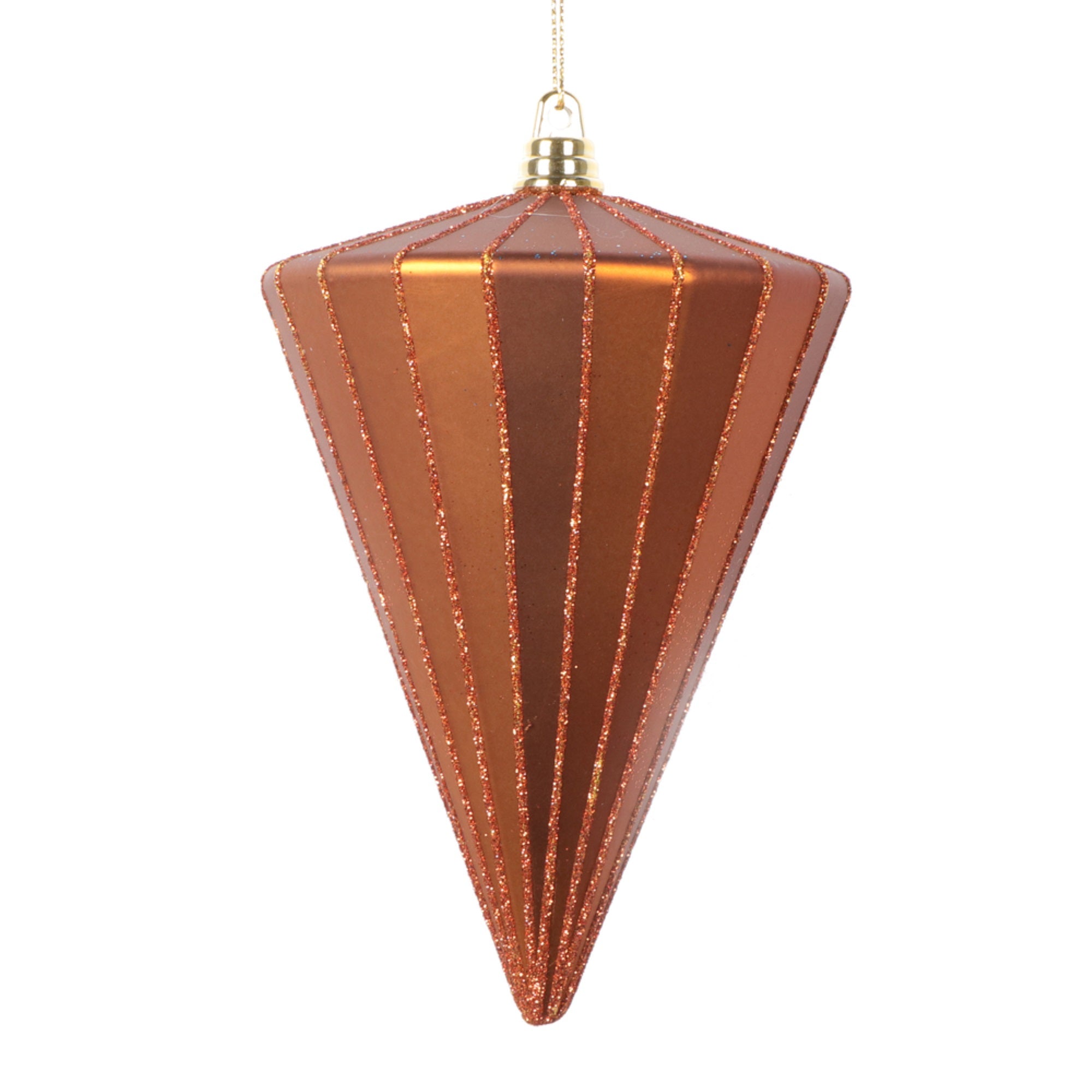 Vickerman 6” Matte Copper Cone Ornament 3 per bag.