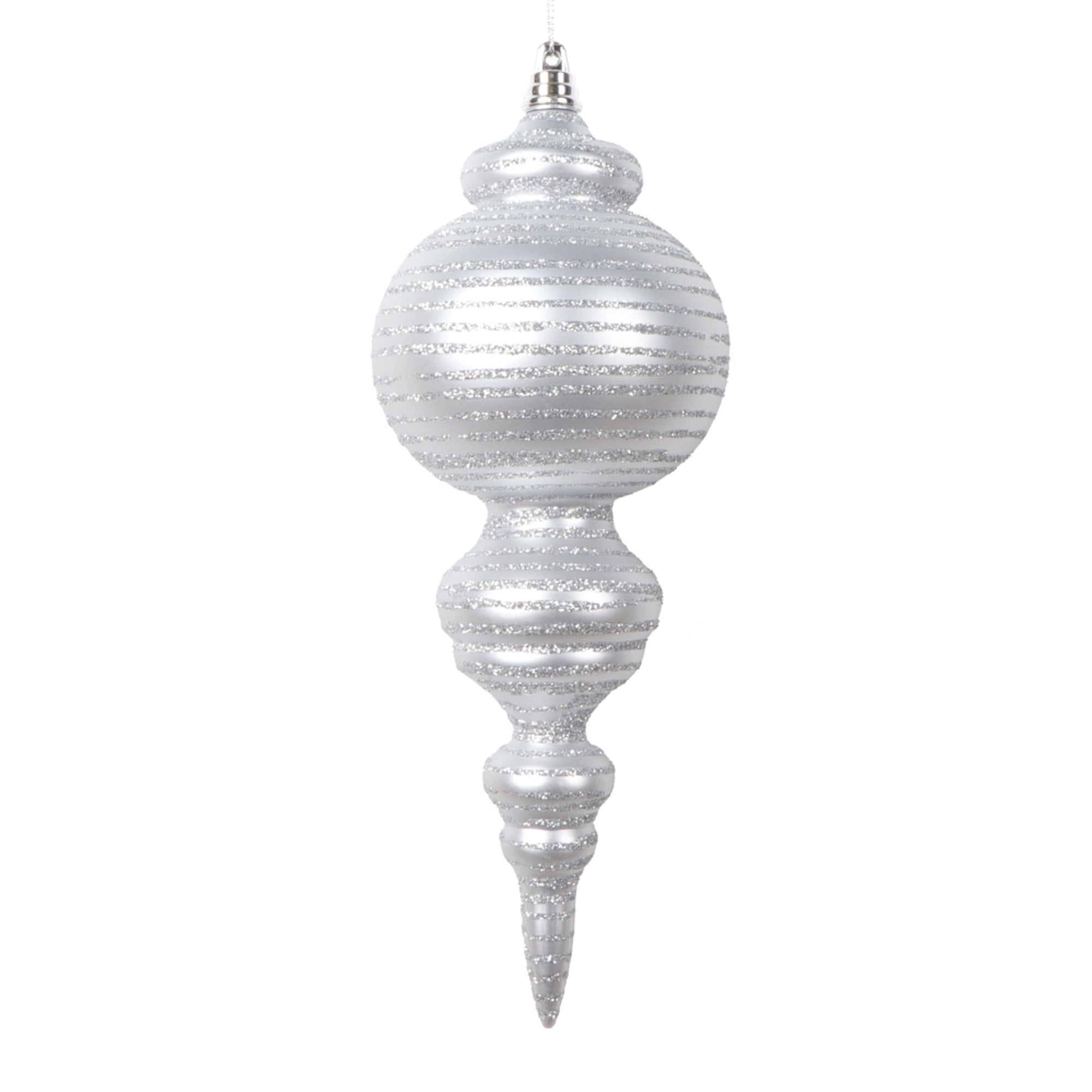 Vickerman 10” Matte Silver Finial Ornament 2 per bag.