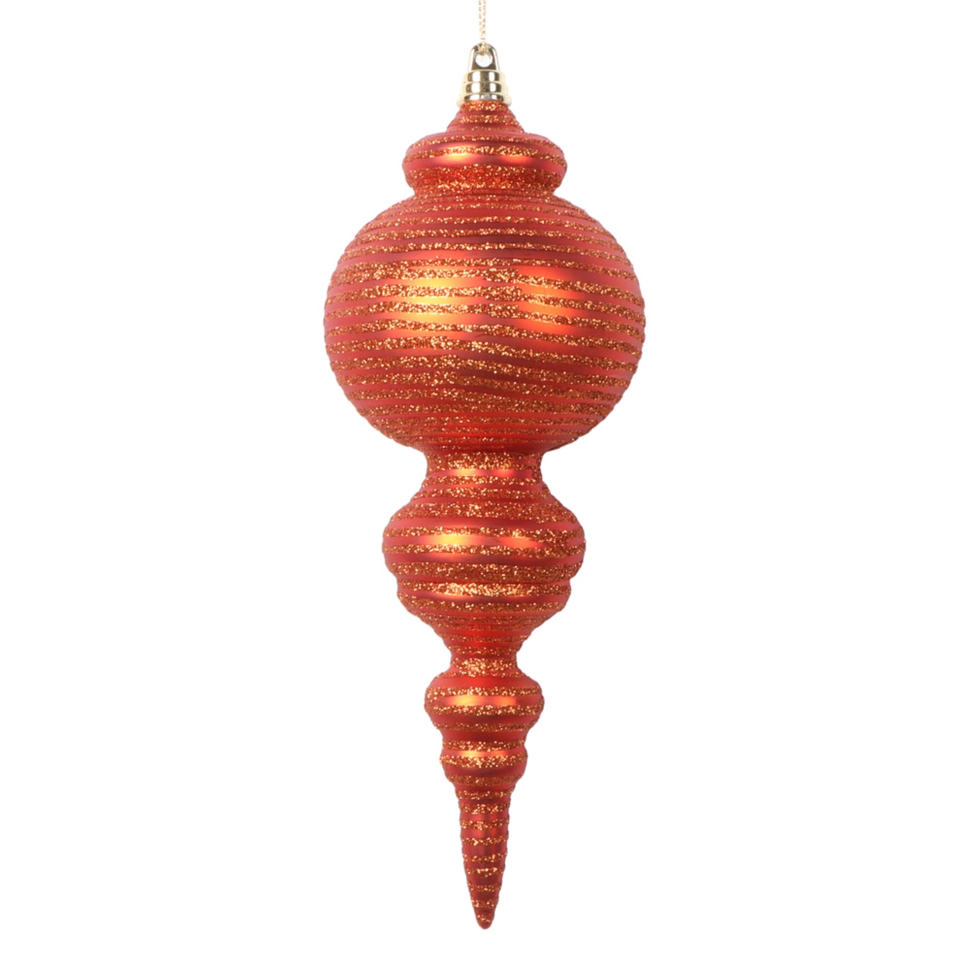 Vickerman 10” Matte Burnish Orange Finial Ornament 2 per bag.
