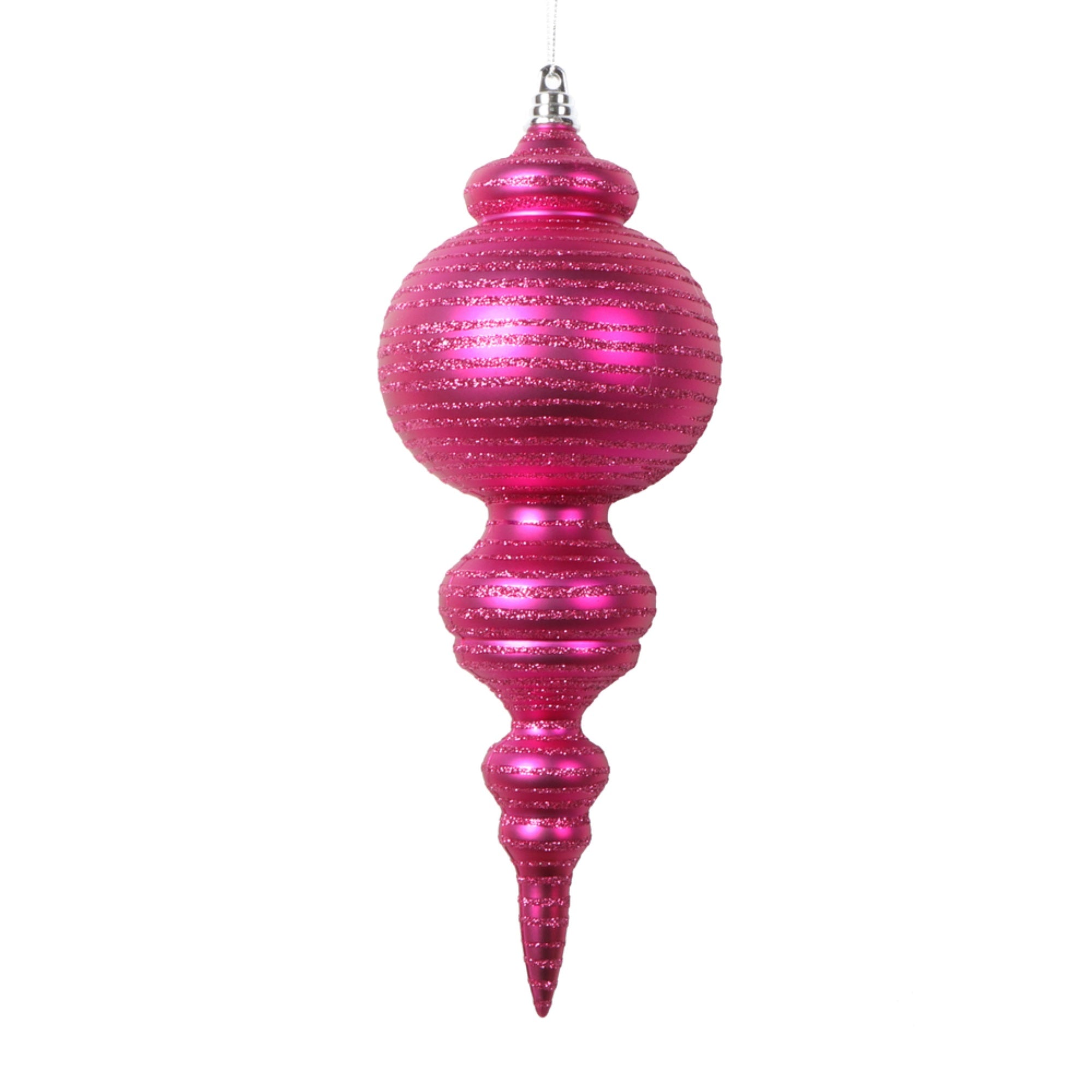 Vickerman 10” Matte Fuchsia Finial Ornament 2 per bag.