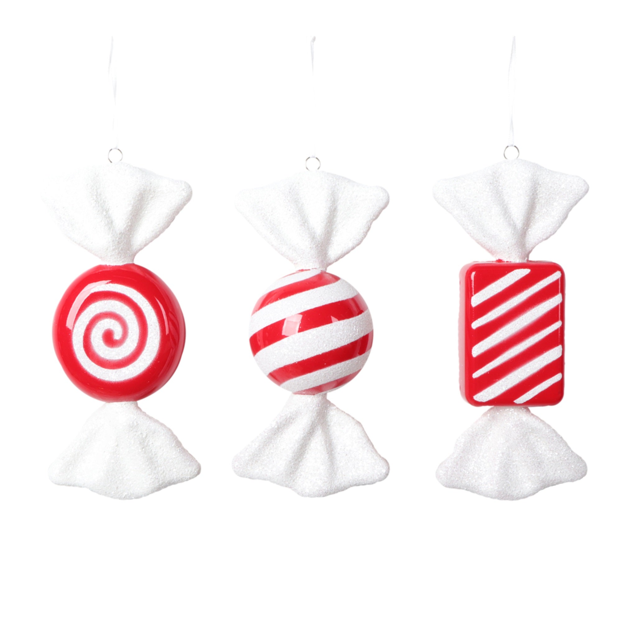 Vickerman 7.5”-8” Red Candy Ornament Assortment 3 per bag.