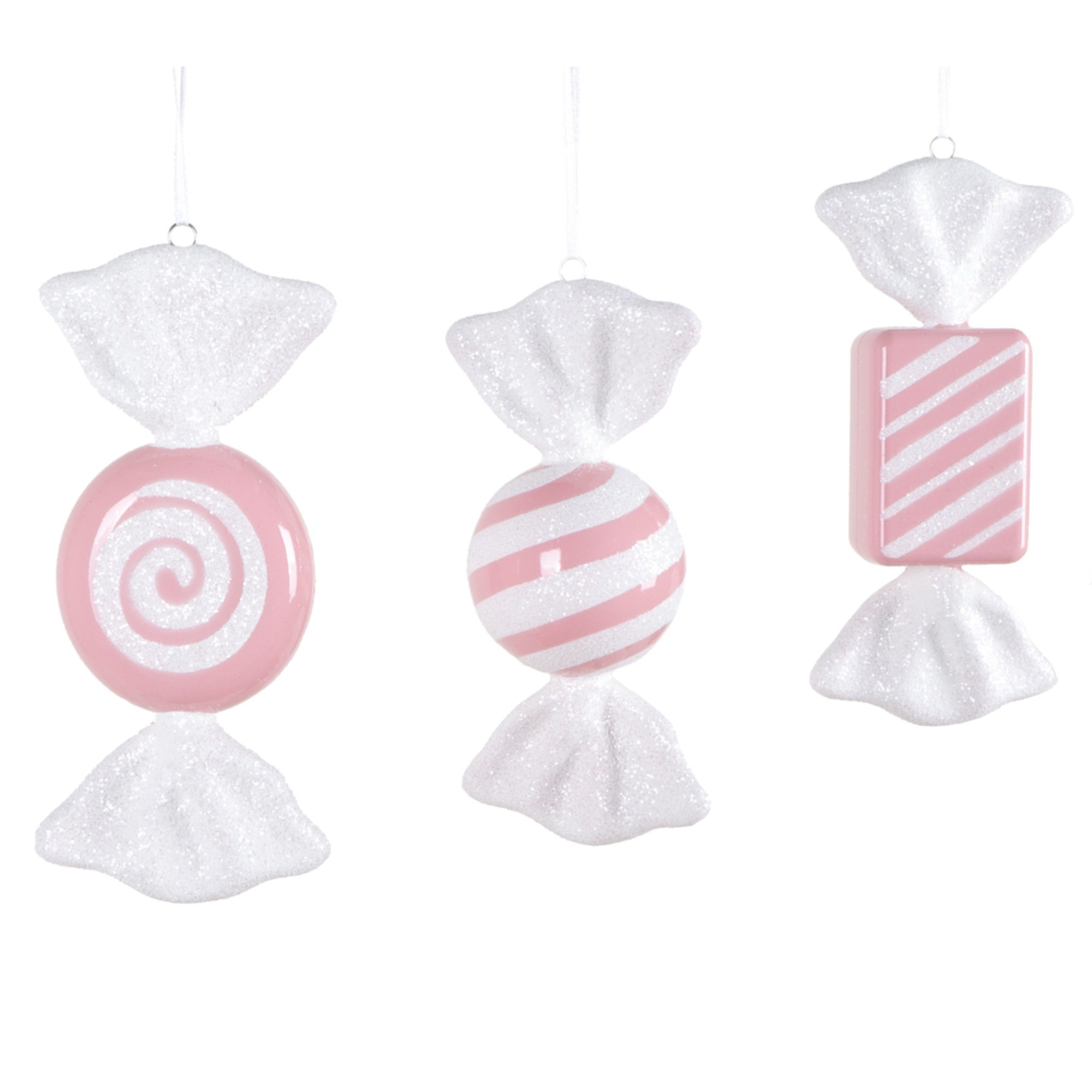 Vickerman 7.5”-8” Pastel Pink Candy Ornament Assortment 3 per bag.