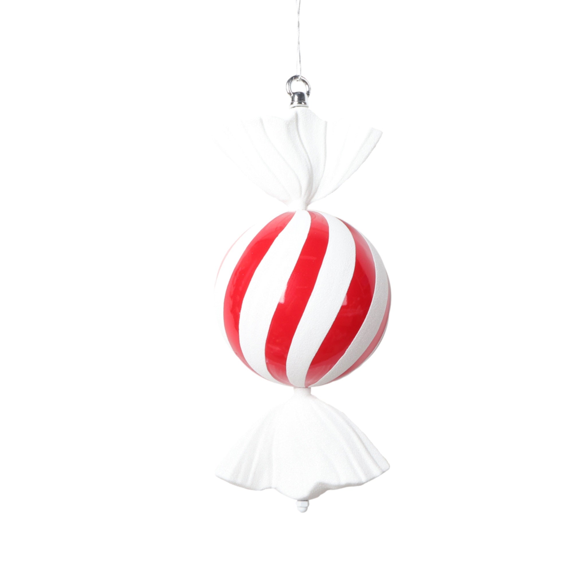 Vickerman 13” Red Round Swirl Candy Ornament.