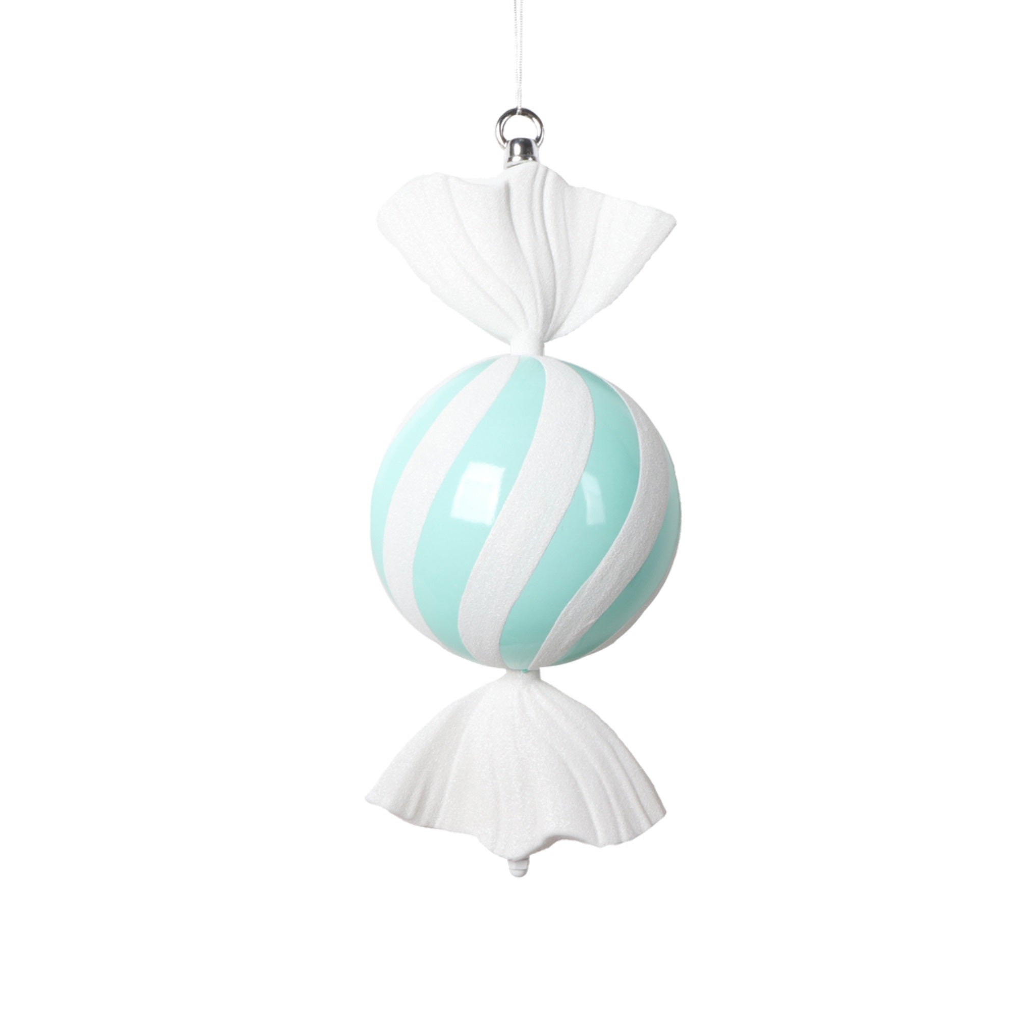 Vickerman 13” Seafoam Round Swirl Candy Ornament.