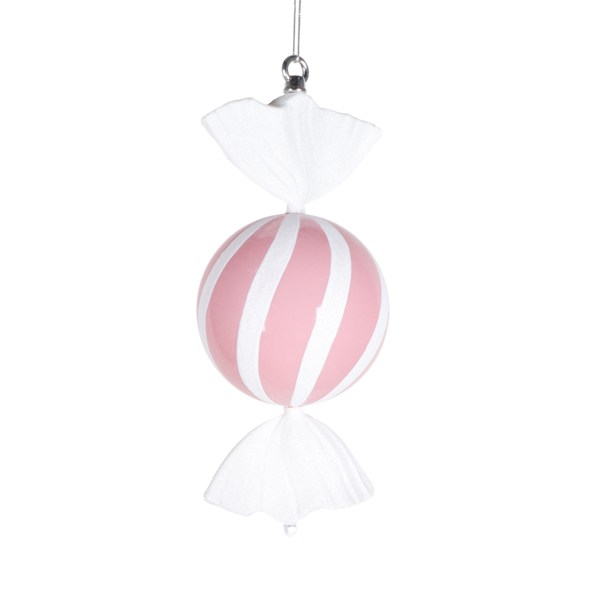 Vickerman 13” Pastel Pink Round Swirl Candy Ornament.