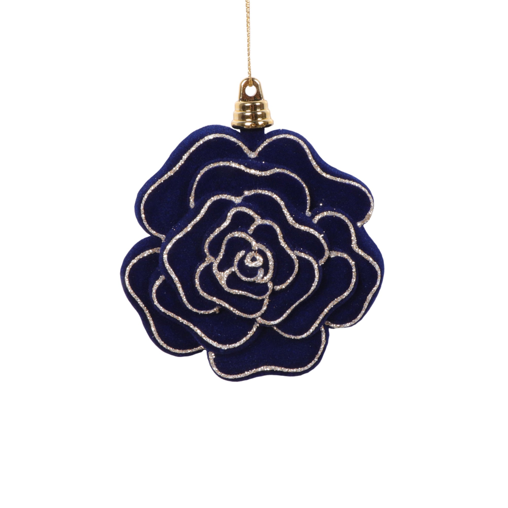 Vickerman 4” Midnight Blue Flower Ornament 4 per bag.