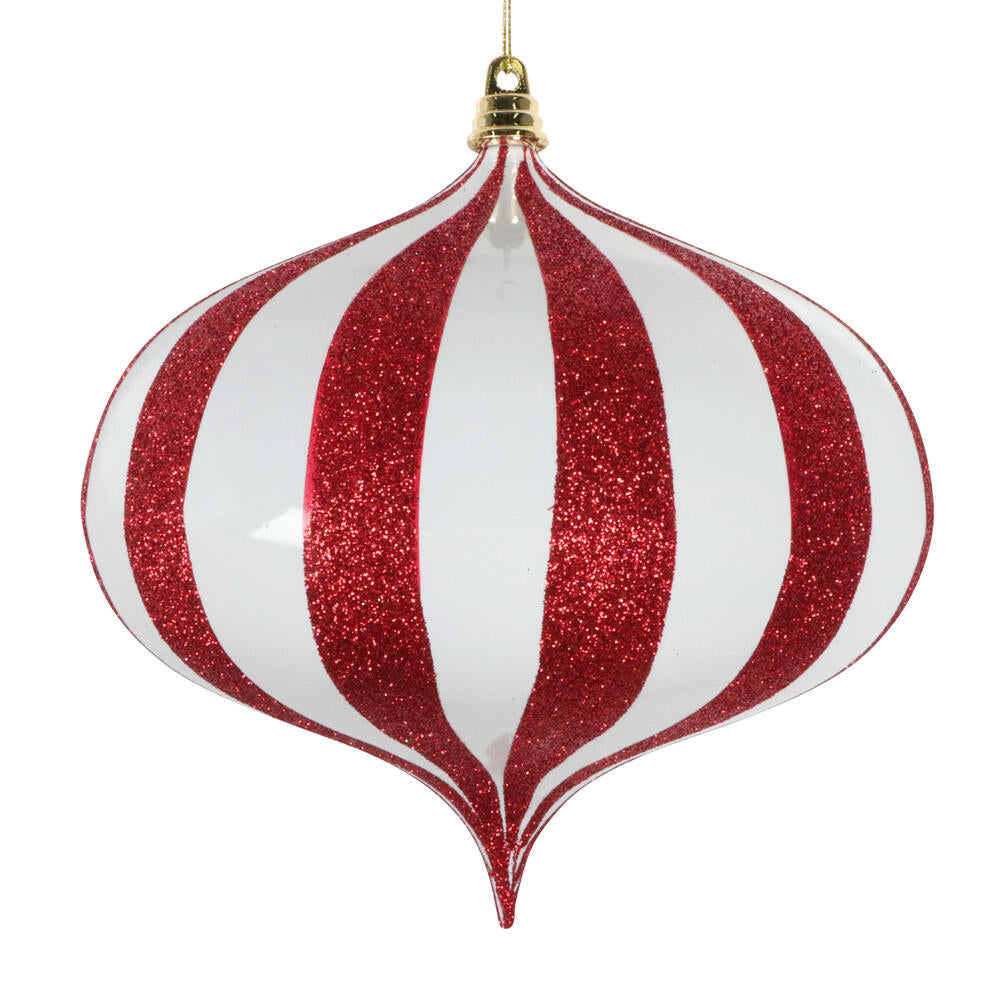 6.3” White/Red Glitter Onion Orn 2/Bag