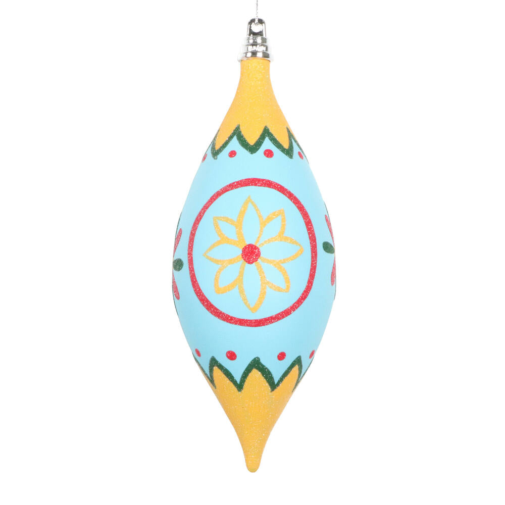 7” Lt Blue Hand-Painted Shuttle Orn 3/Bg
