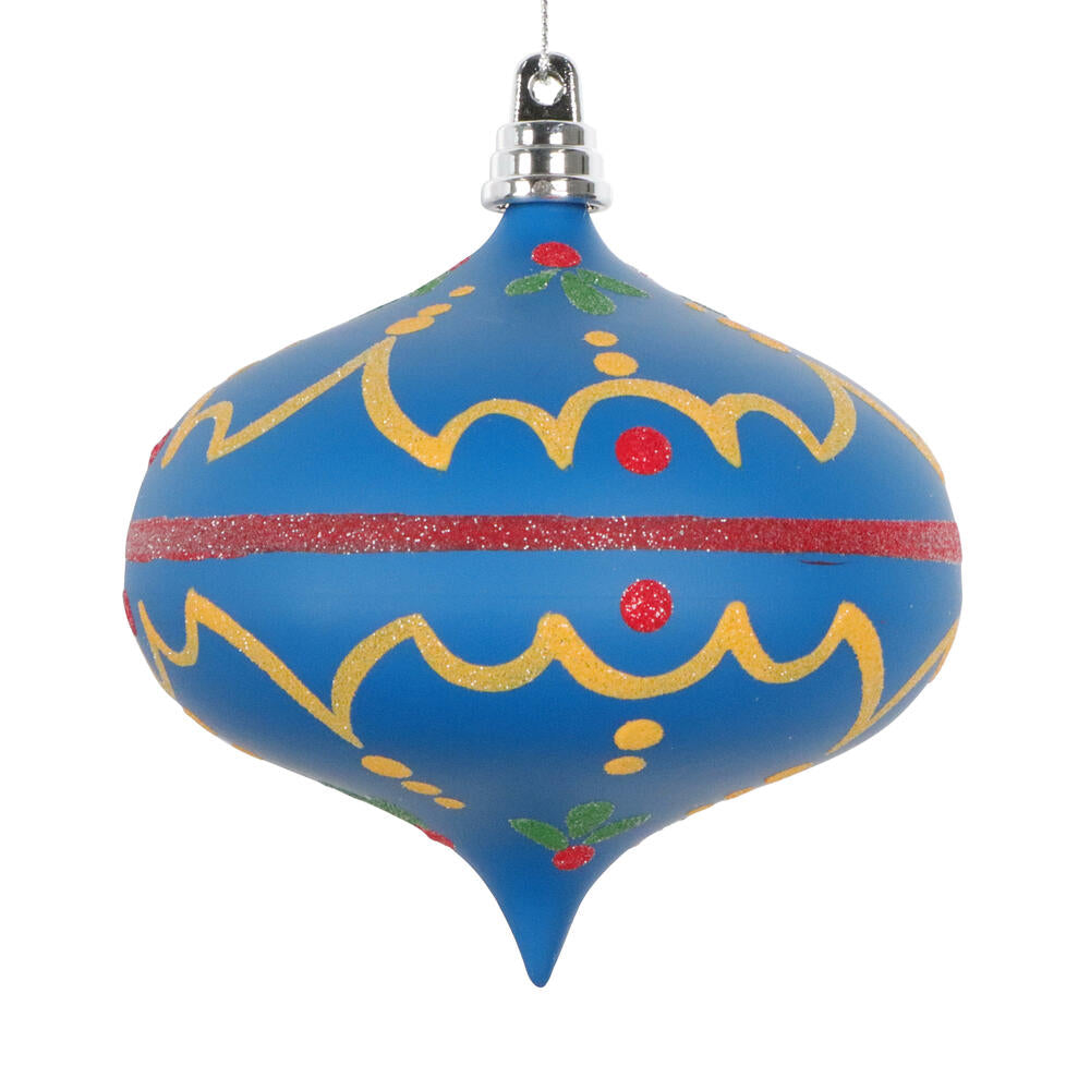 4” Blue Hand-Painted Onion Ornament 3/Bg