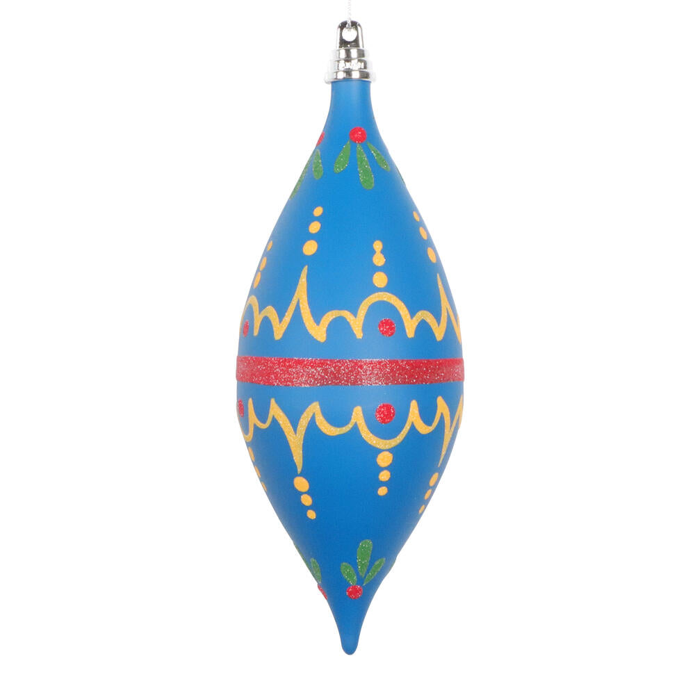 7” Blue Hand-Painted Shuttle Orn 3/Bag