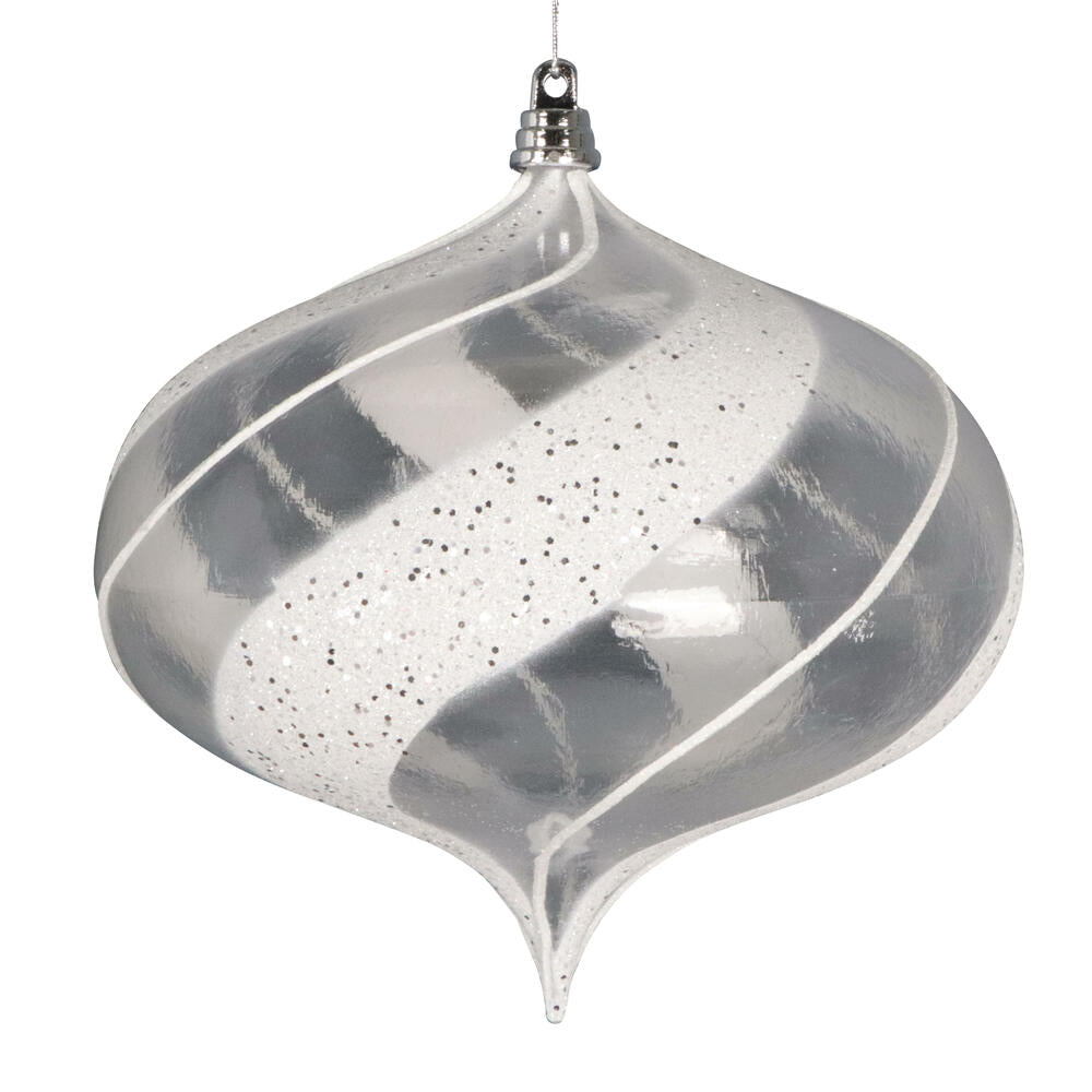 6.3” Clear Onion White/Silver Orn 2/Bag