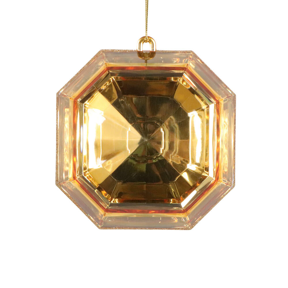 6” Gold Square Jewel Glitter Orn 2/Bag