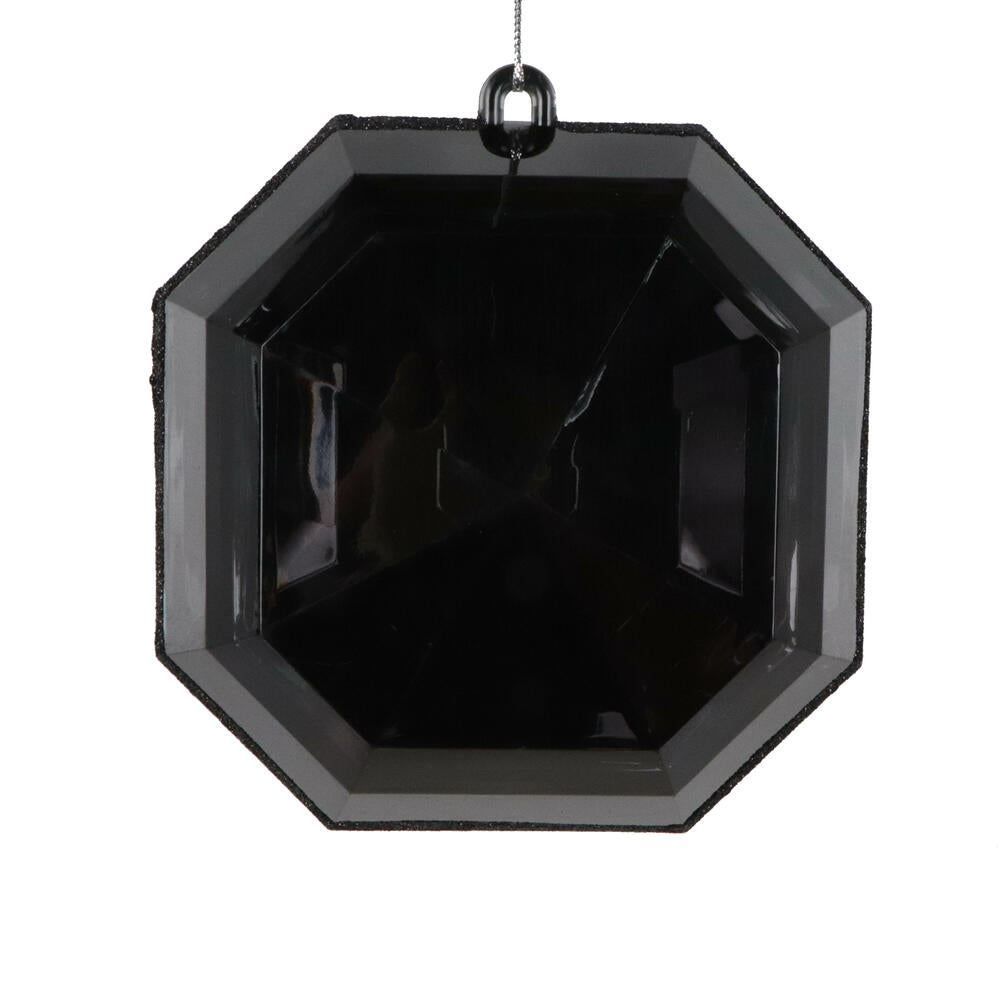 6” Black Square Jewel Glitter Orn 2/Bag